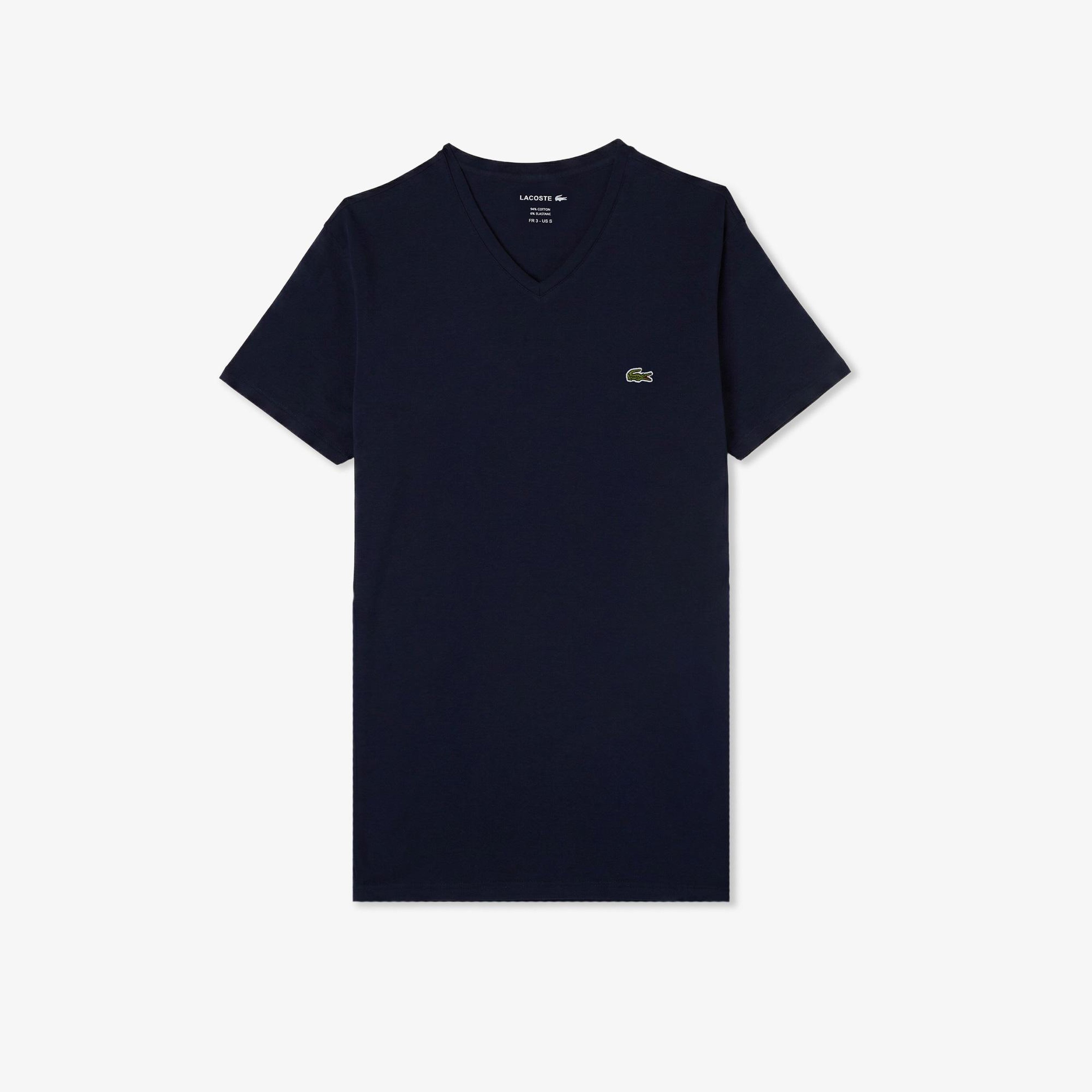 Lacoste Erkek Slim Fit V yaka Lacivert T-Shirt