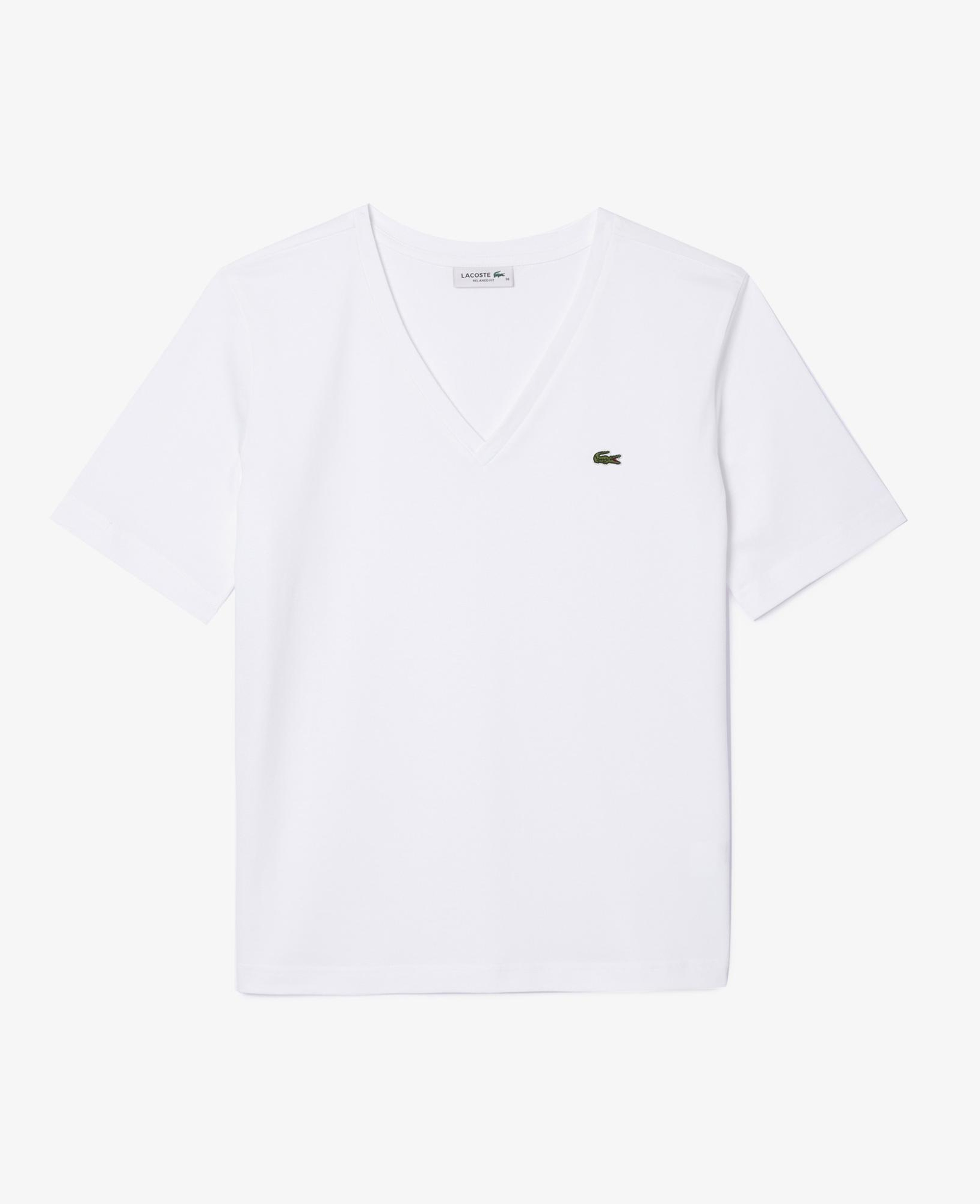 Kadın Relaxed Fit V Yaka Beyaz T-Shirt
