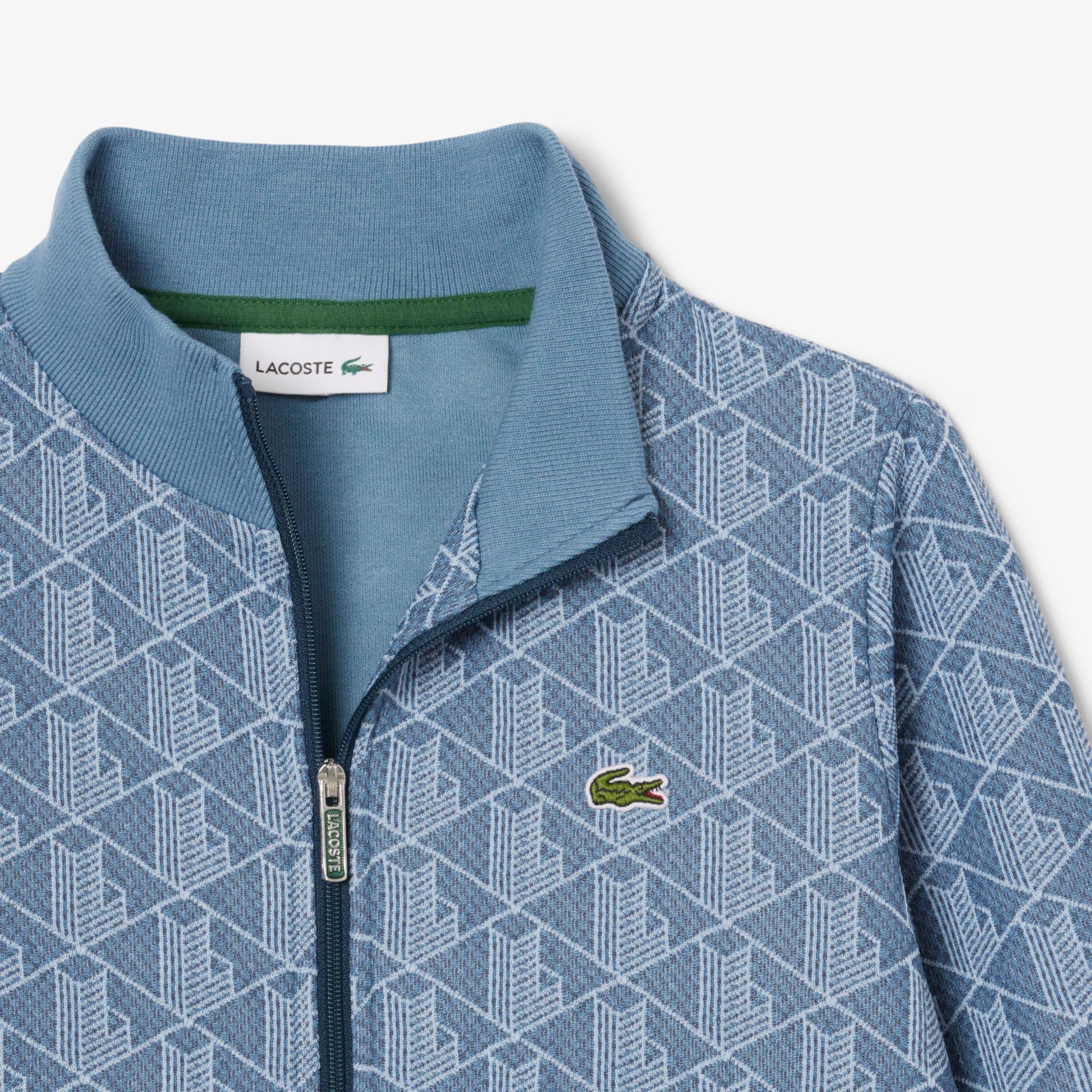 Çocuk Fermuarlı Monogram Mavi Sweatshirt