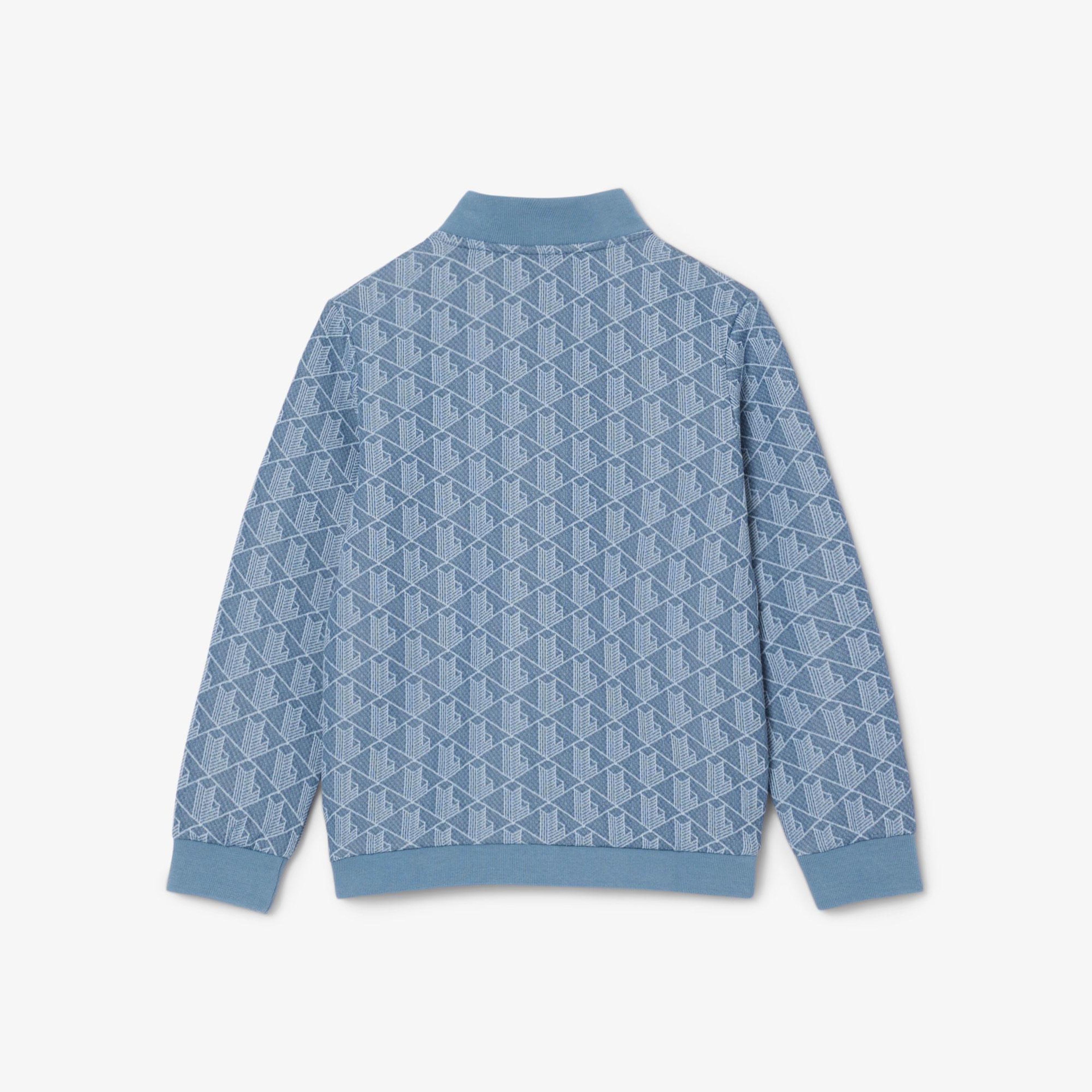 Çocuk Fermuarlı Monogram Mavi Sweatshirt