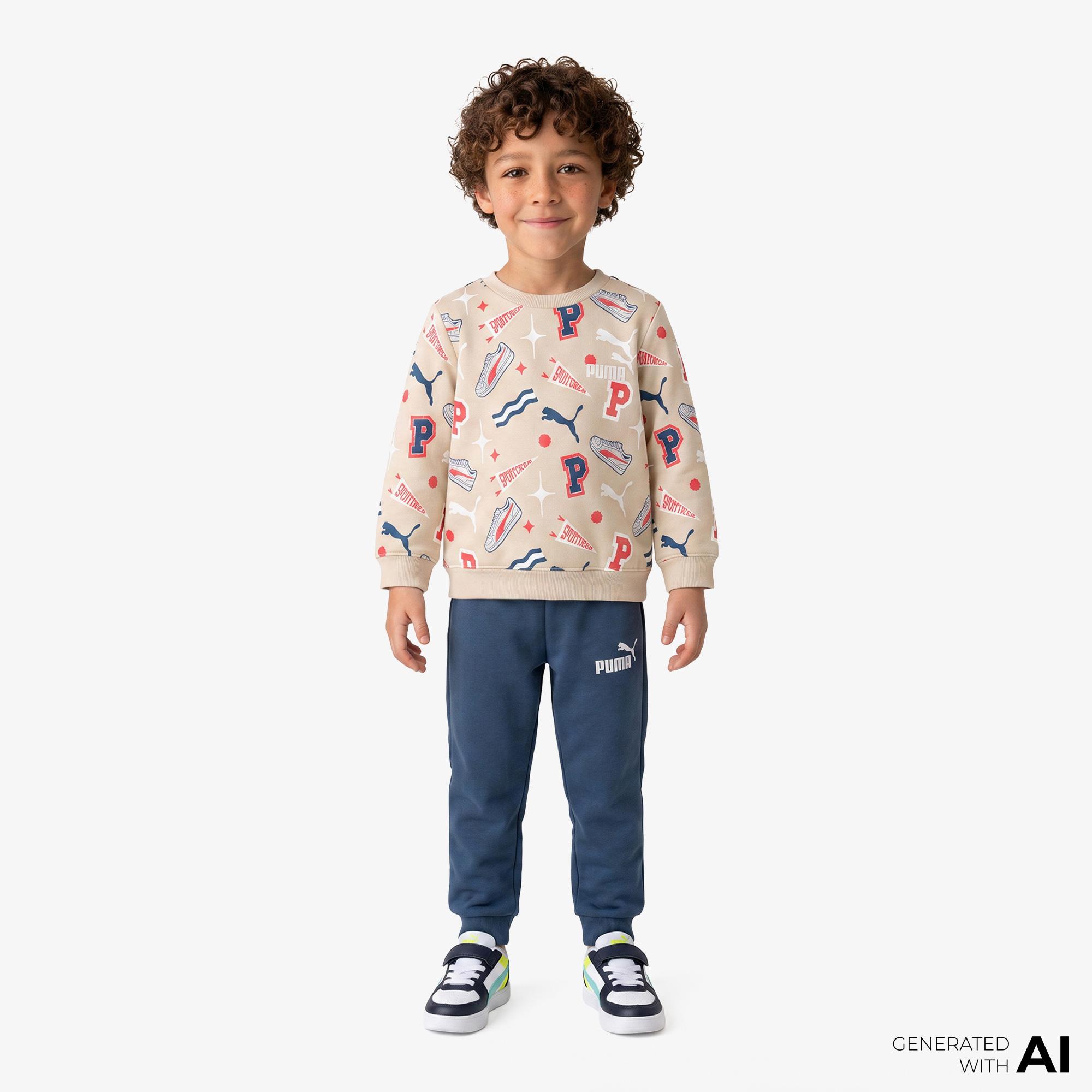 Puma Minicats Crew Çocuk Krem Eşofman Takımı