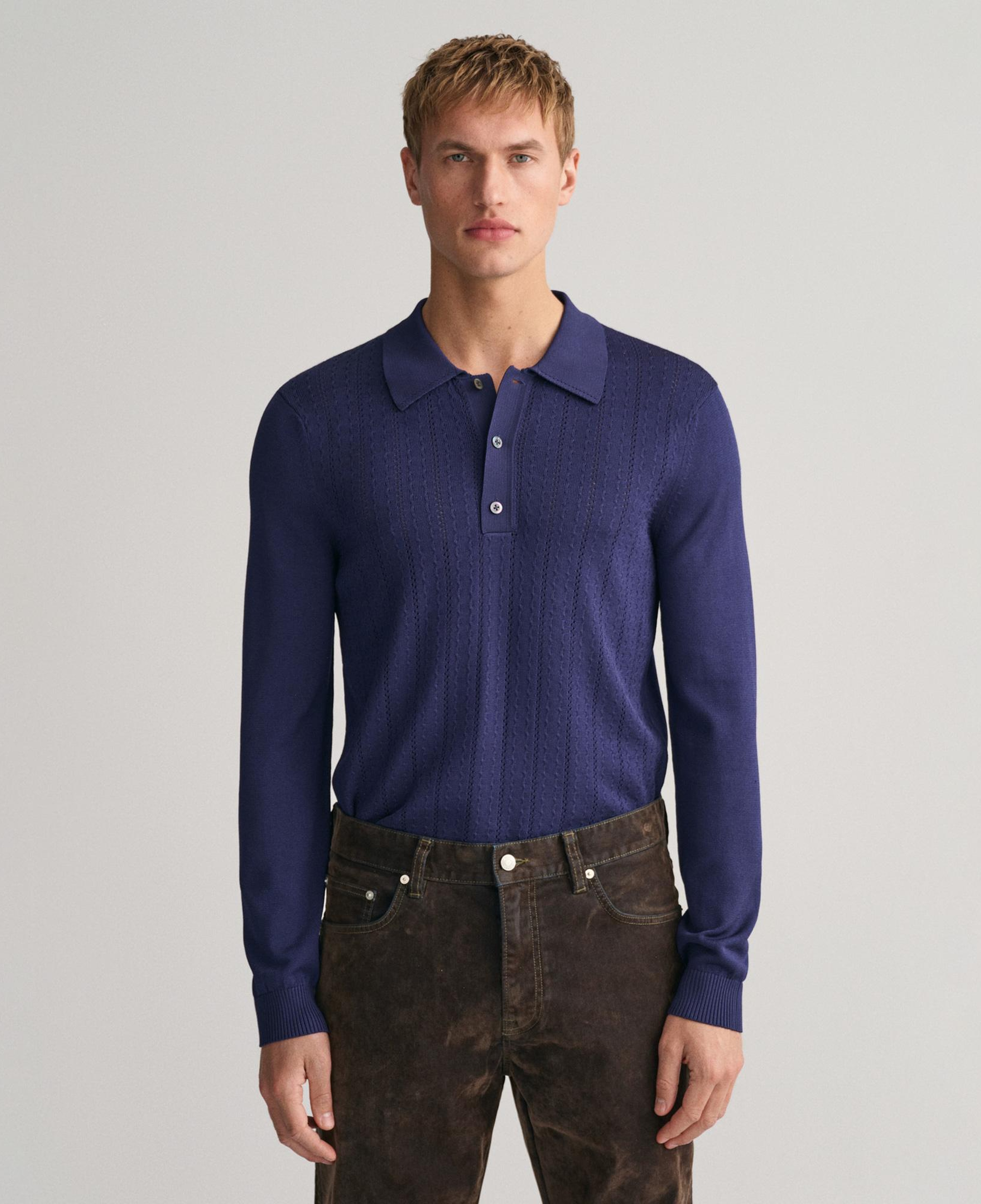 GANT Erkek Lacivert Relaxed Fit Klasik Yaka Kazak