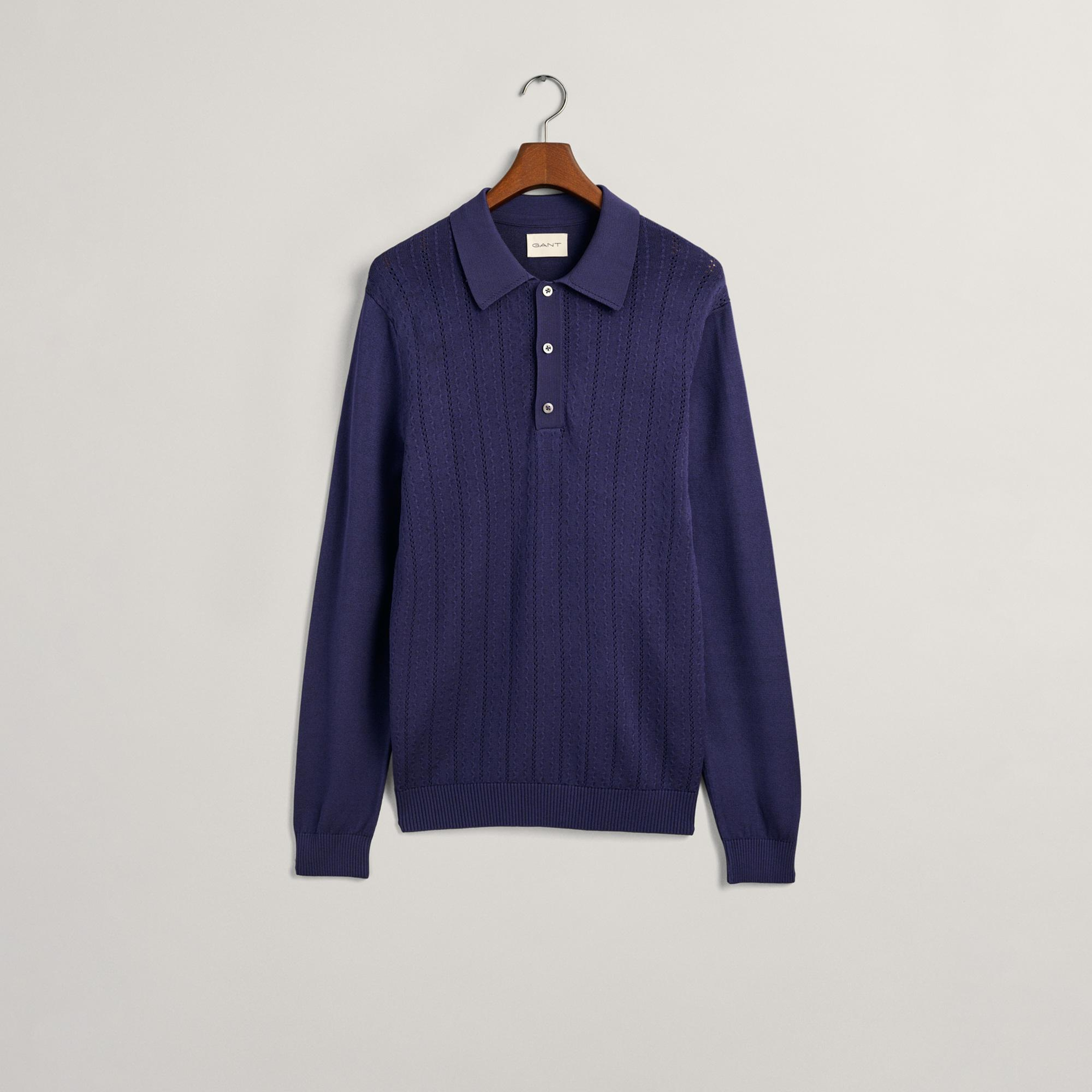 GANT Erkek Lacivert Relaxed Fit Klasik Yaka Kazak