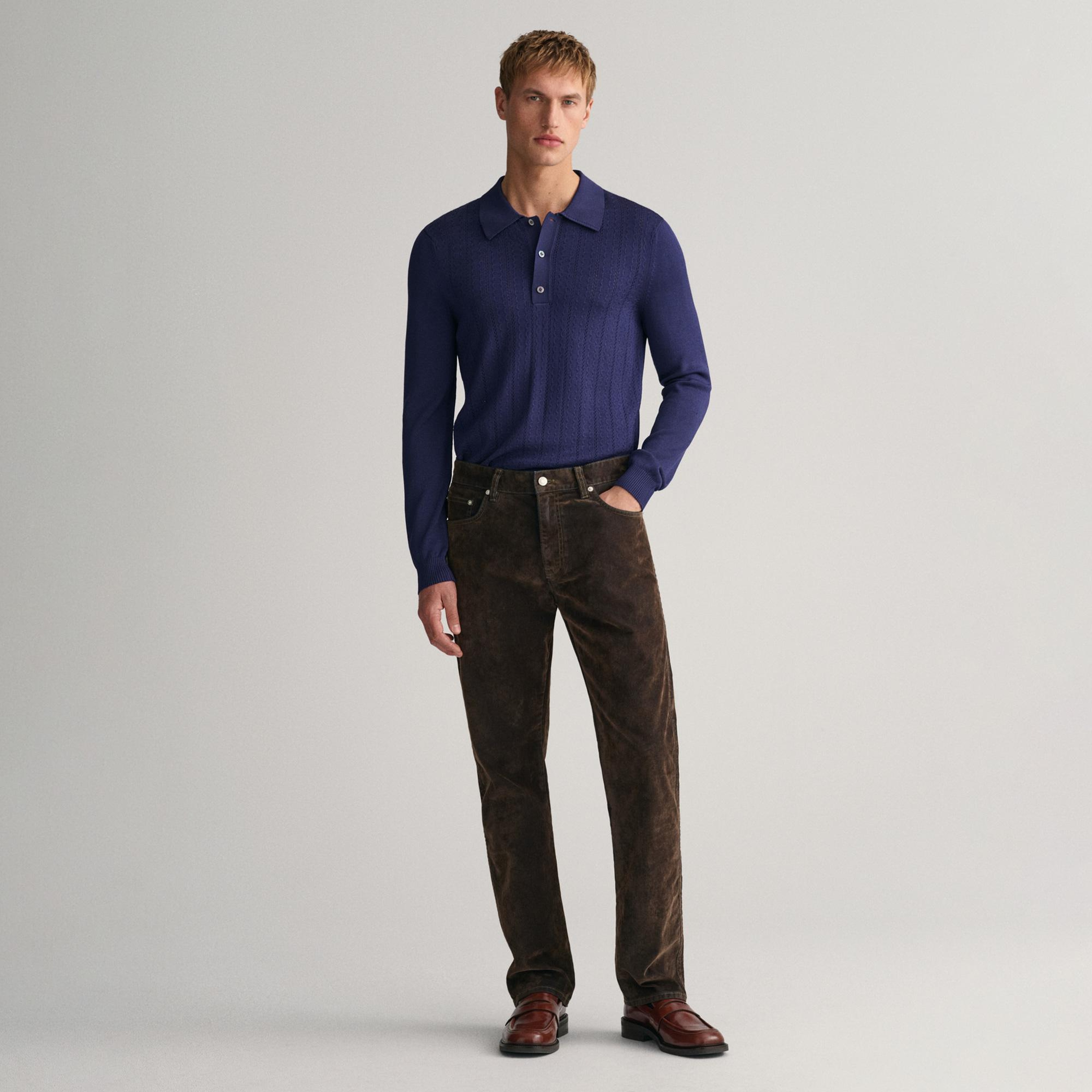 GANT Erkek Lacivert Relaxed Fit Klasik Yaka Kazak