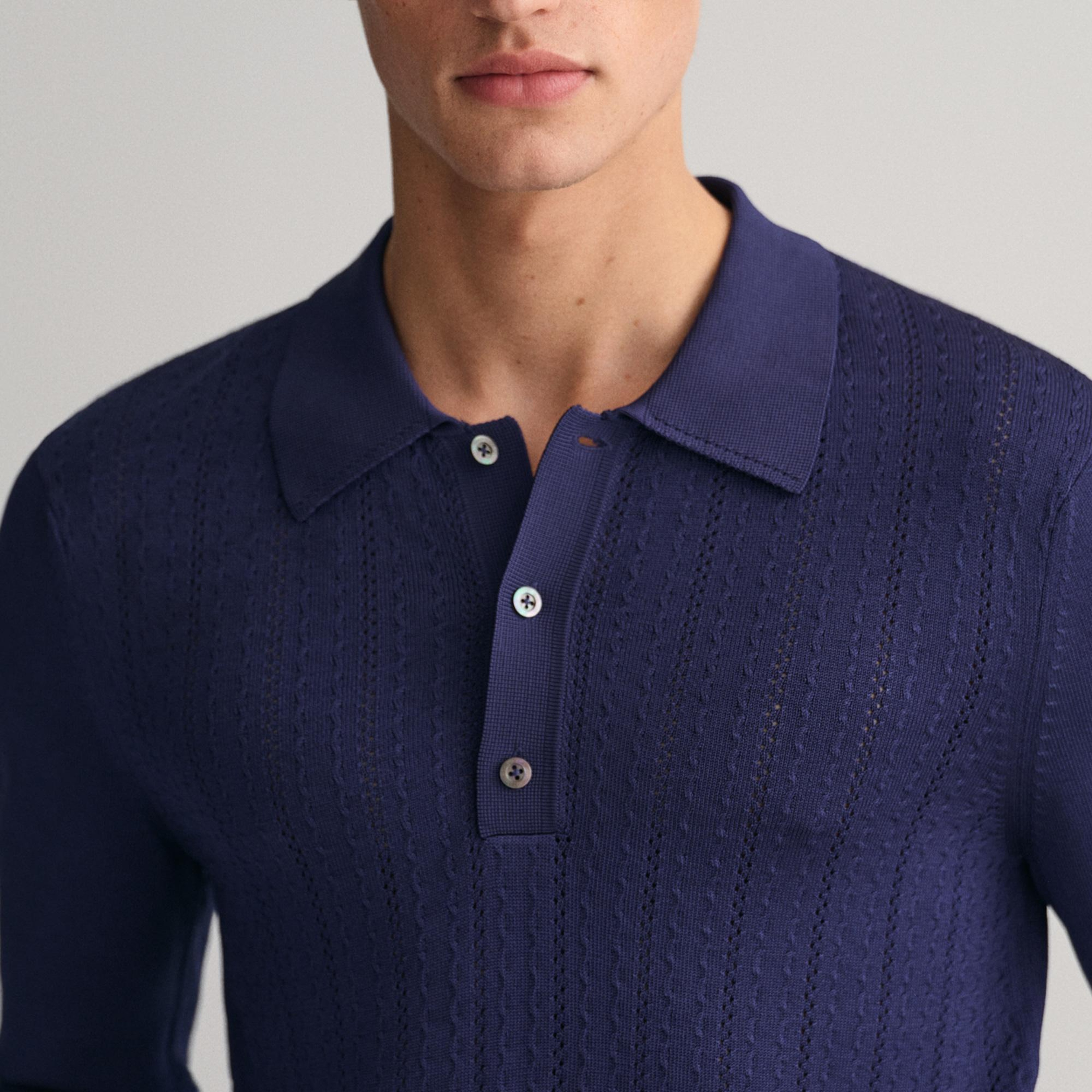 GANT Erkek Lacivert Relaxed Fit Klasik Yaka Kazak