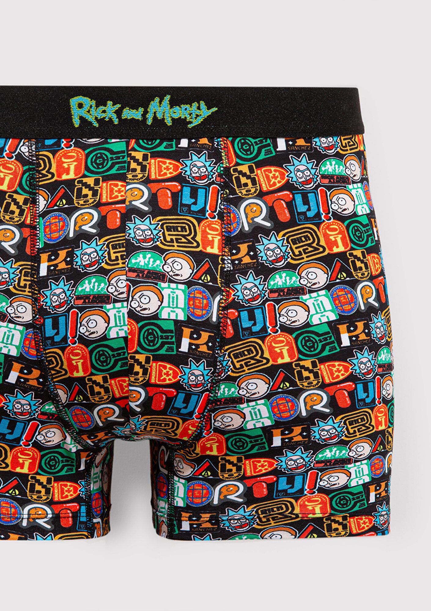 Mavi Rick And Morty Baskılı Renkli Boxer 0911985-34621
