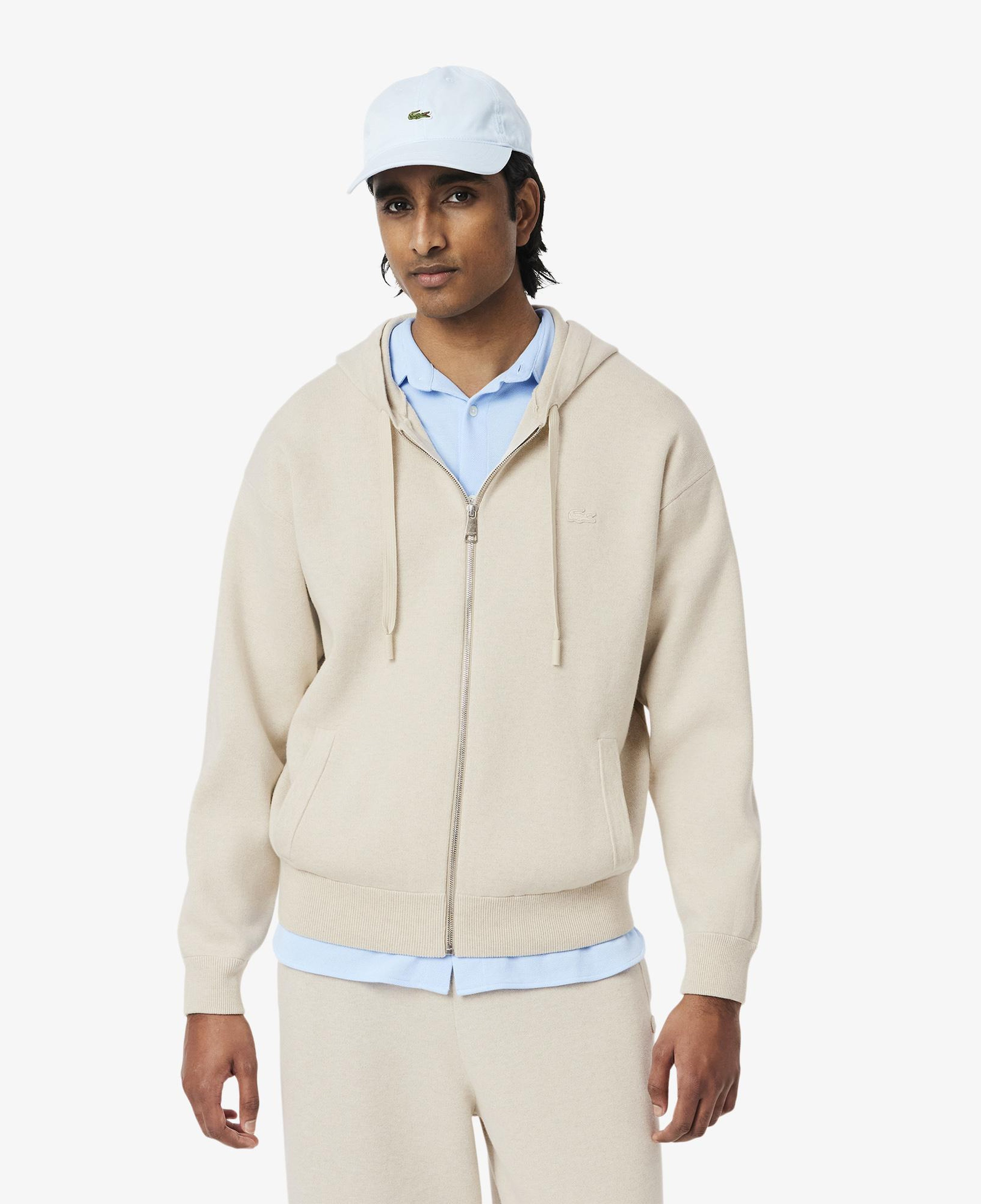 Erkek Relaxed Fit Kapüşonlu Bej Hoodie