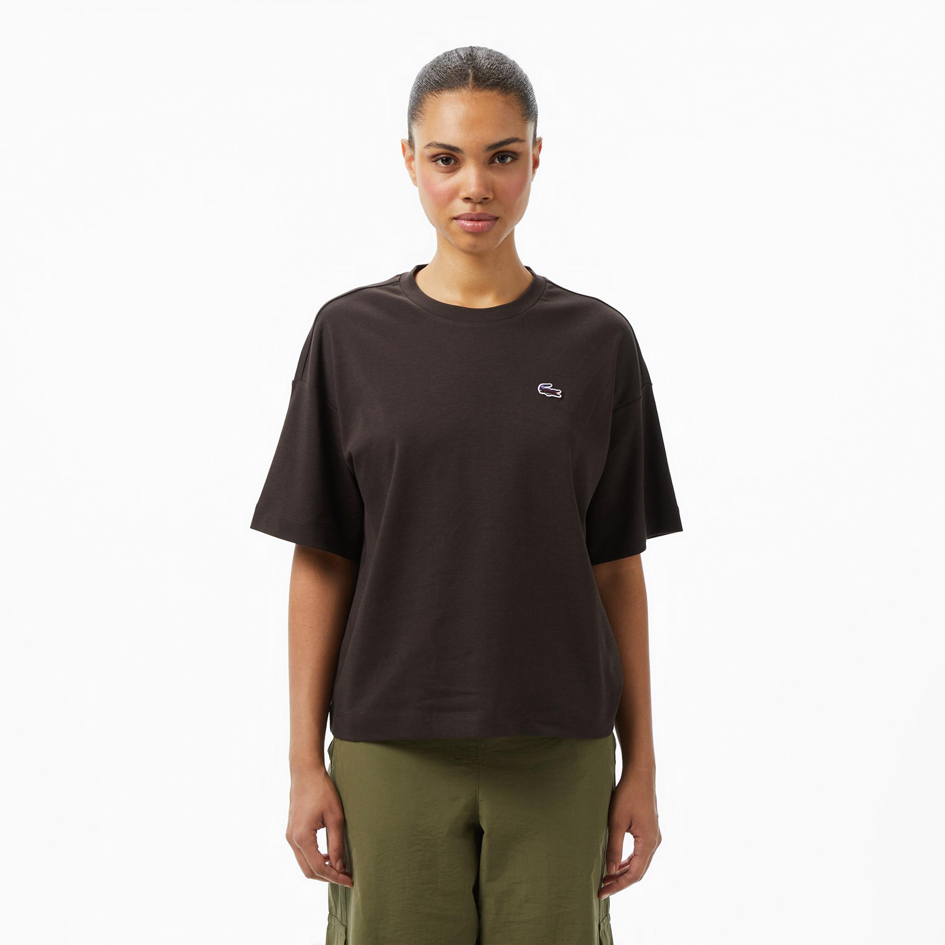 Lacoste Relaxed Fit Landscape Crocodile Kadın Kahverengi T-Shirt