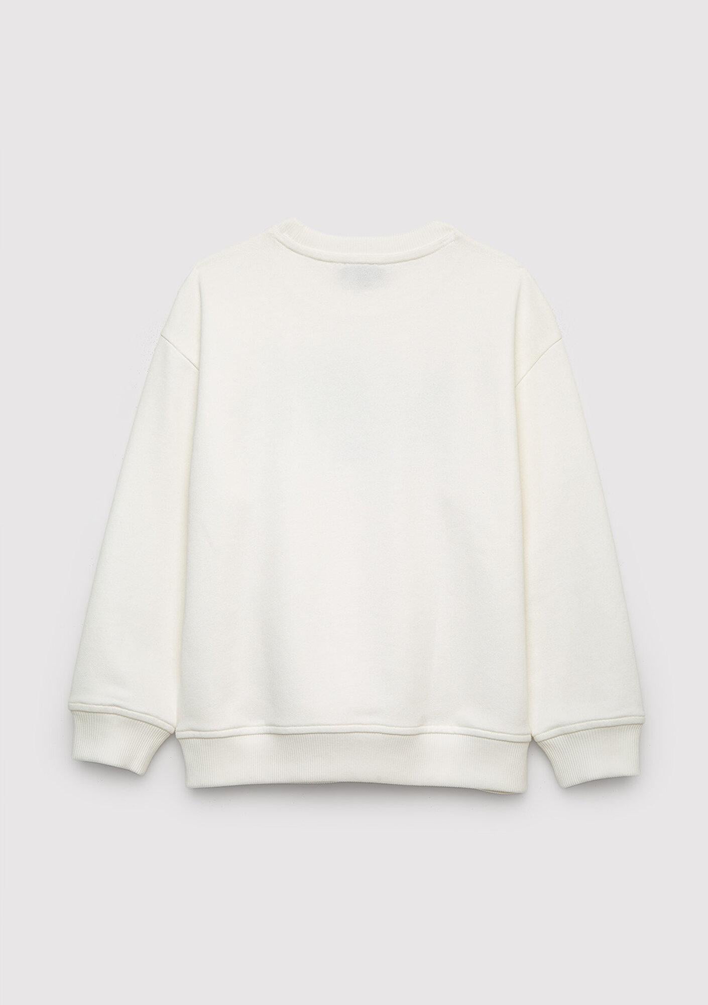 Mavi Mavi Logo Baskılı Ekru Sweatshirt 6S10218-70057