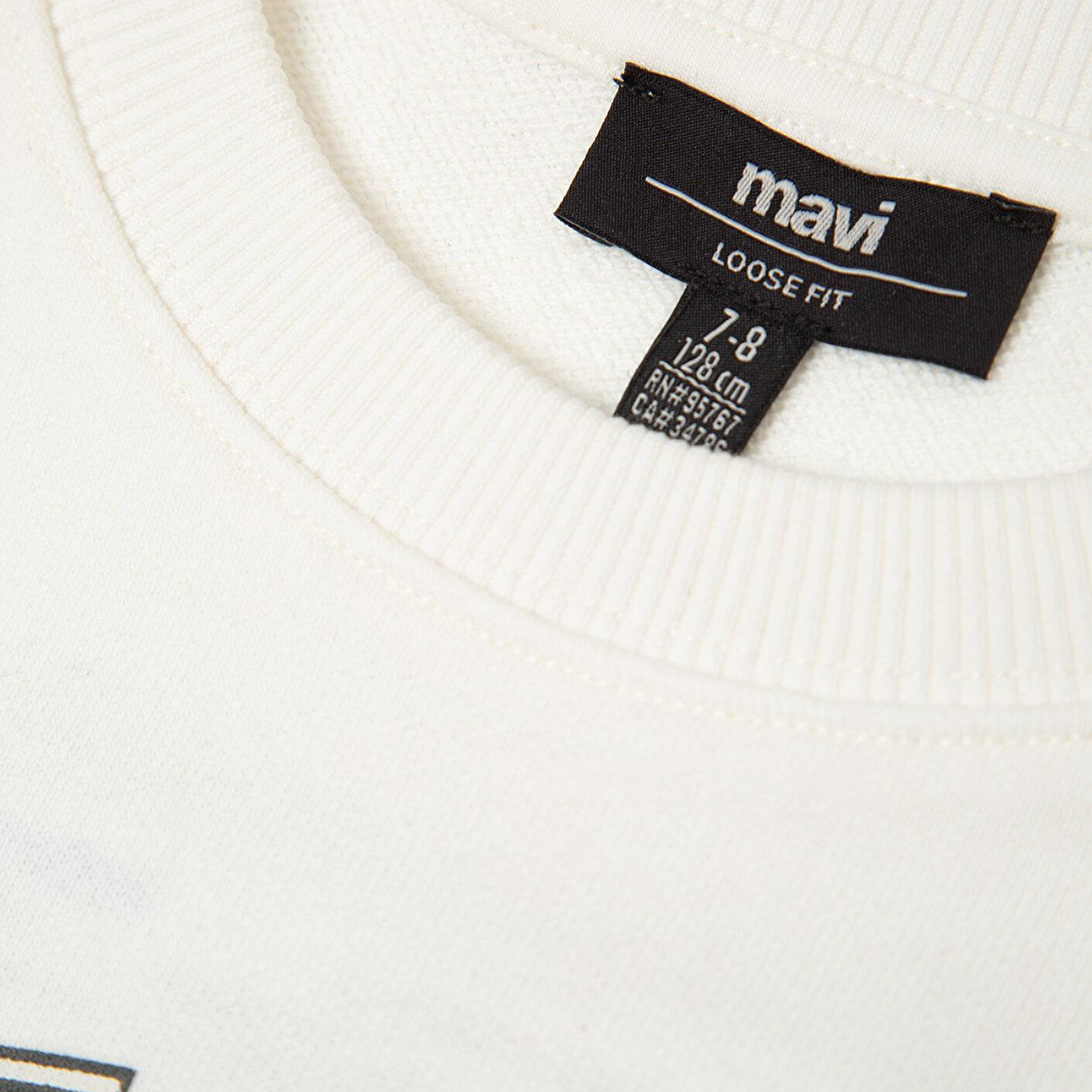 Mavi Mavi Logo Baskılı Ekru Sweatshirt 6S10218-70057