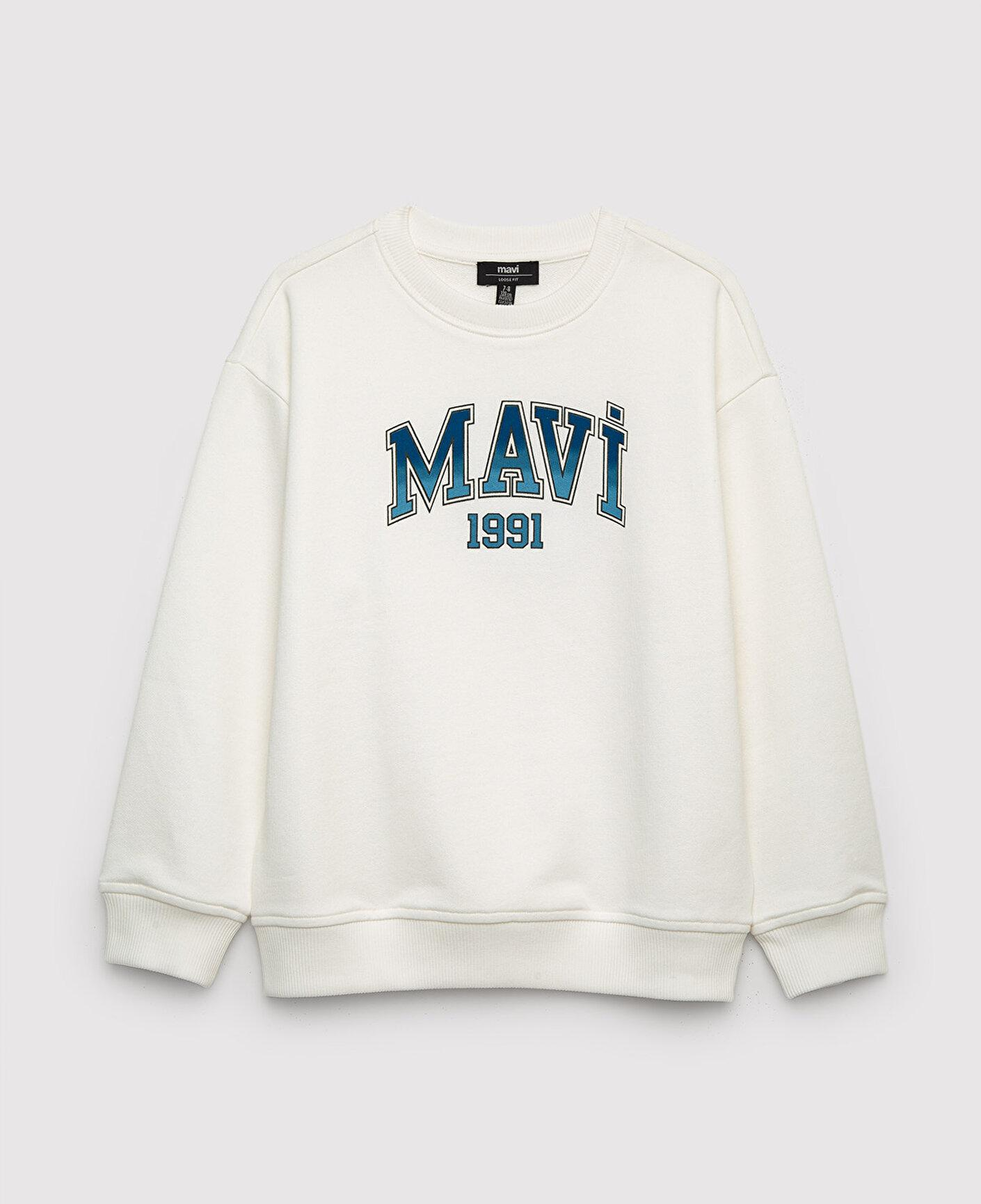 Mavi Mavi Logo Baskılı Ekru Sweatshirt 6S10218-70057