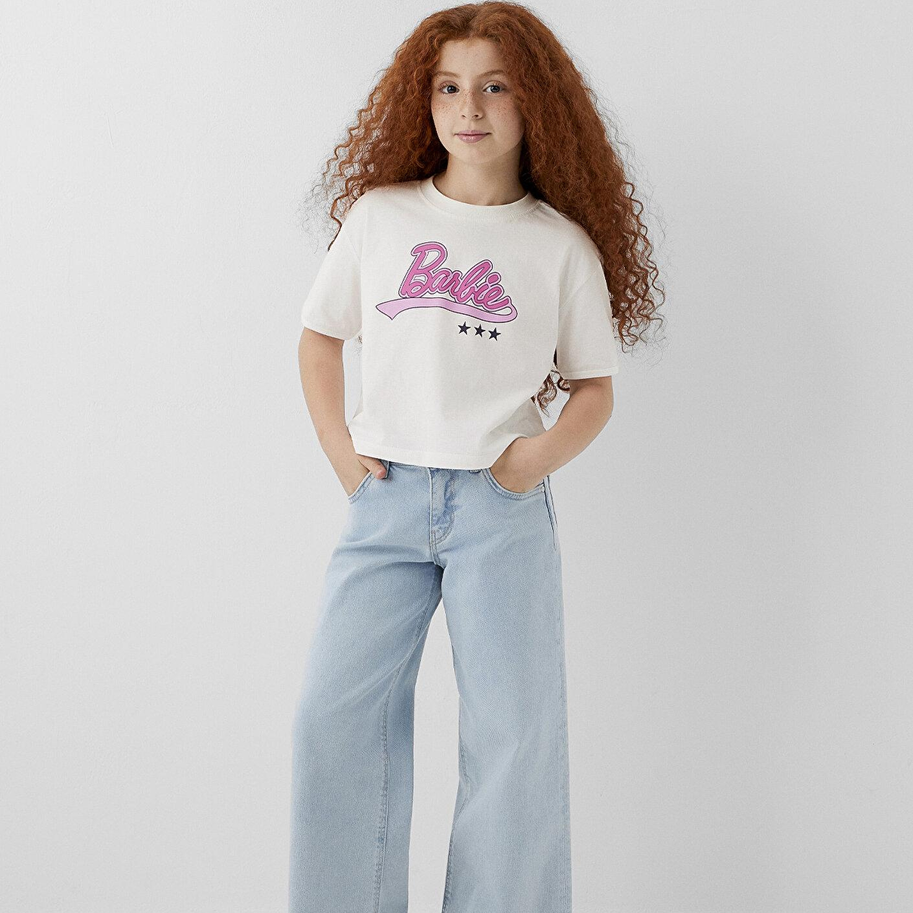 Mavi Barbie Baskılı Tişört Loose Fit / Bol Rahat Kesim 7610482-70057