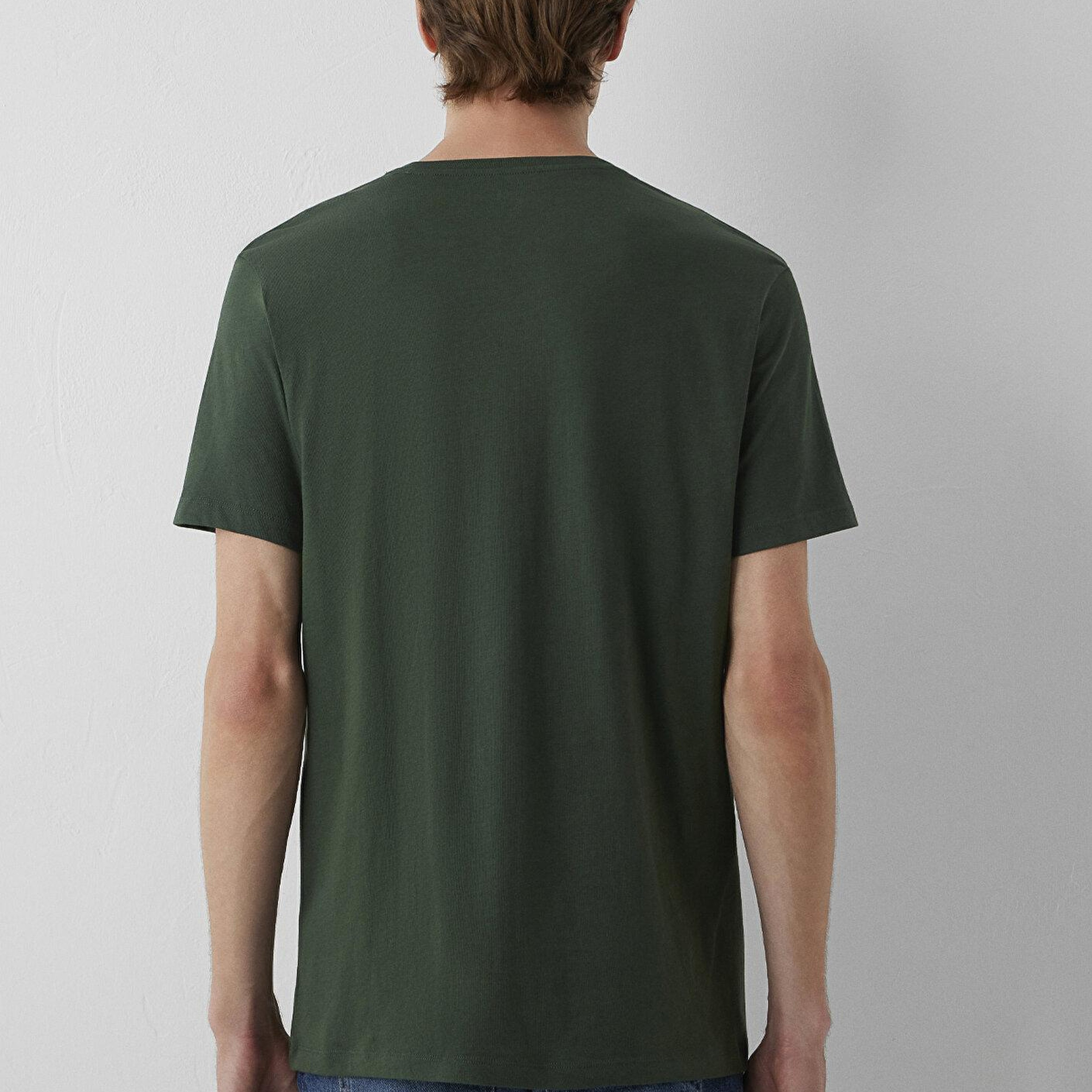 Mavi Yeşil Basic Tişört Slim Fit / Dar Kesim 065574-71602