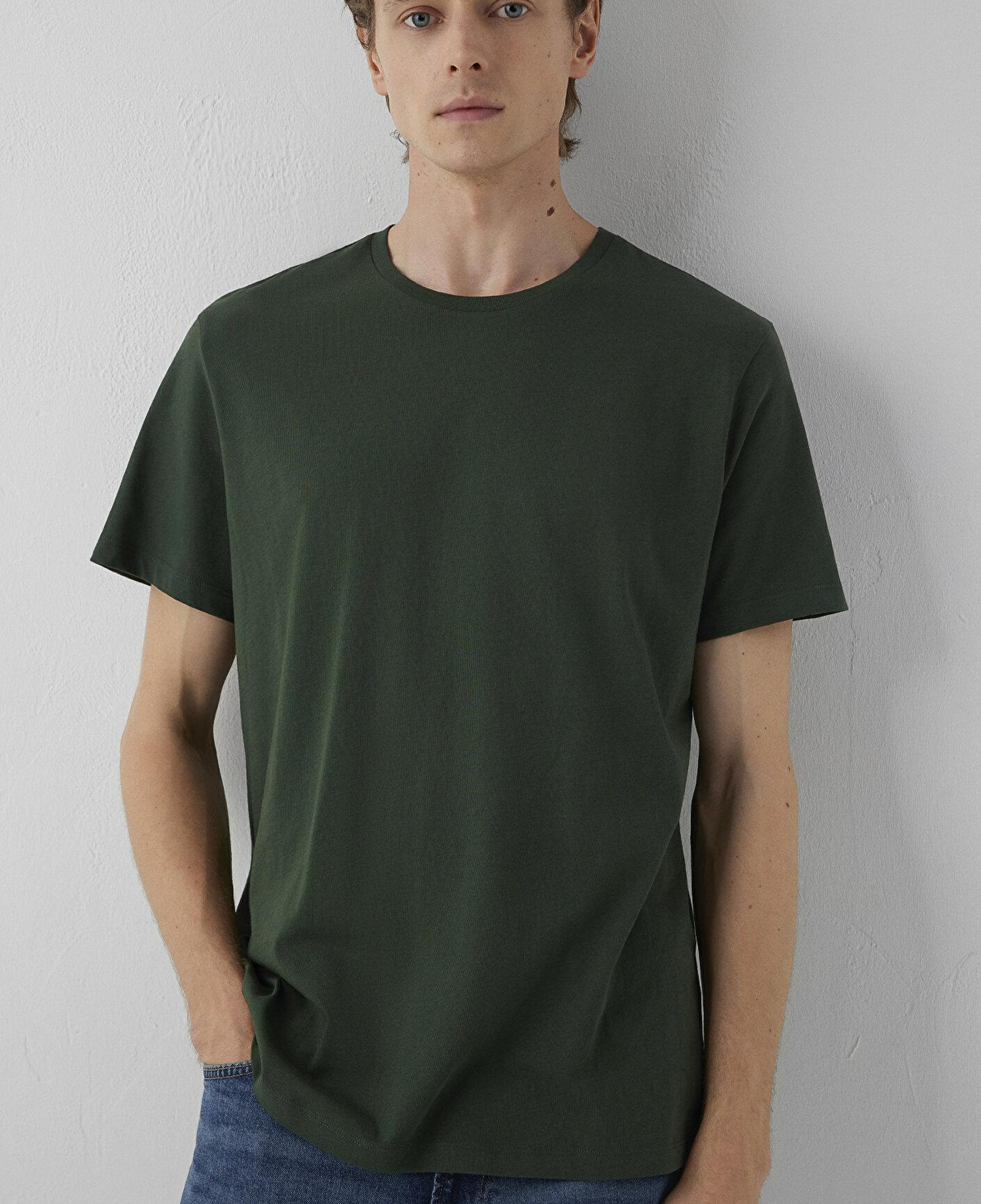 Mavi Yeşil Basic Tişört Slim Fit / Dar Kesim 065574-71602