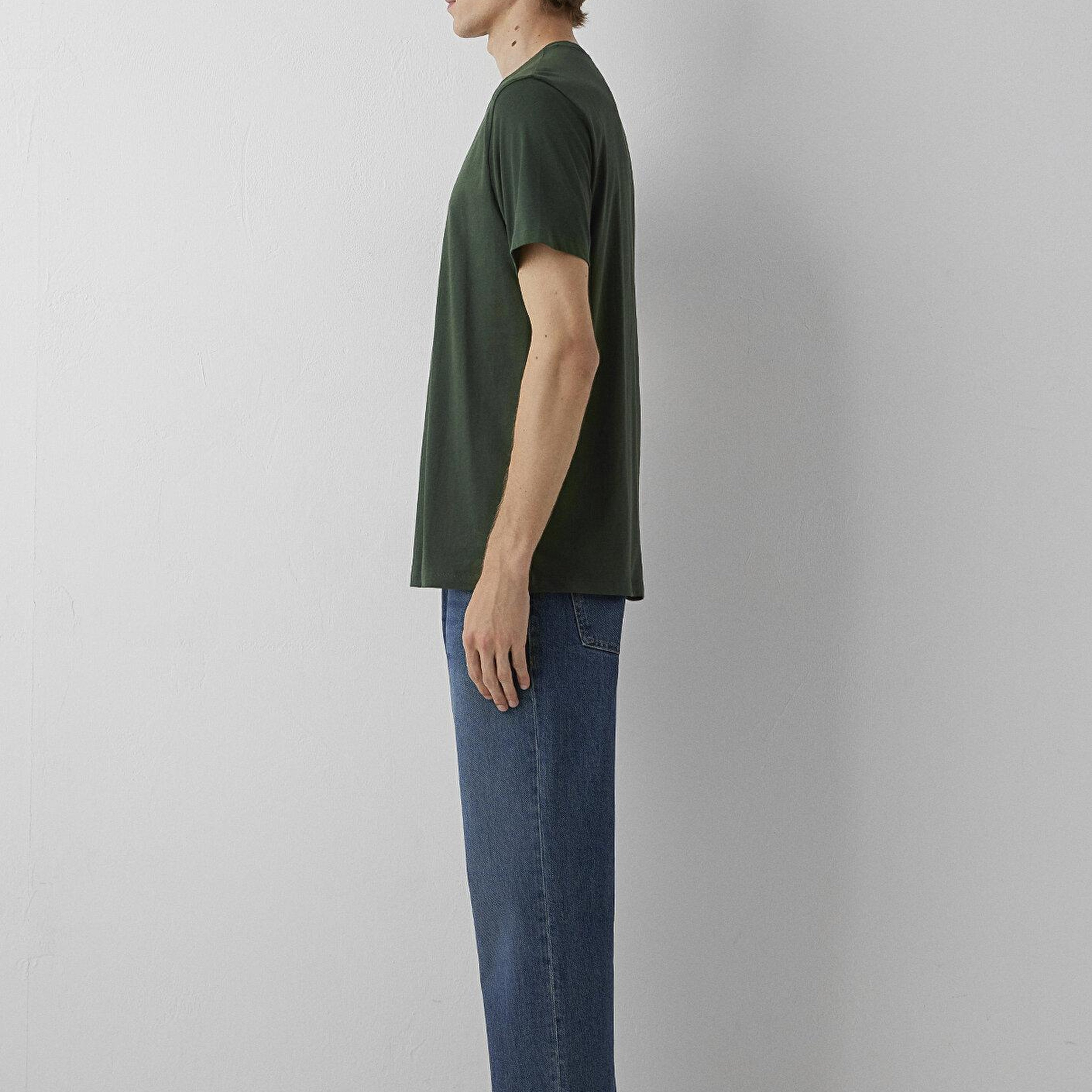 Mavi Yeşil Basic Tişört Slim Fit / Dar Kesim 065574-71602