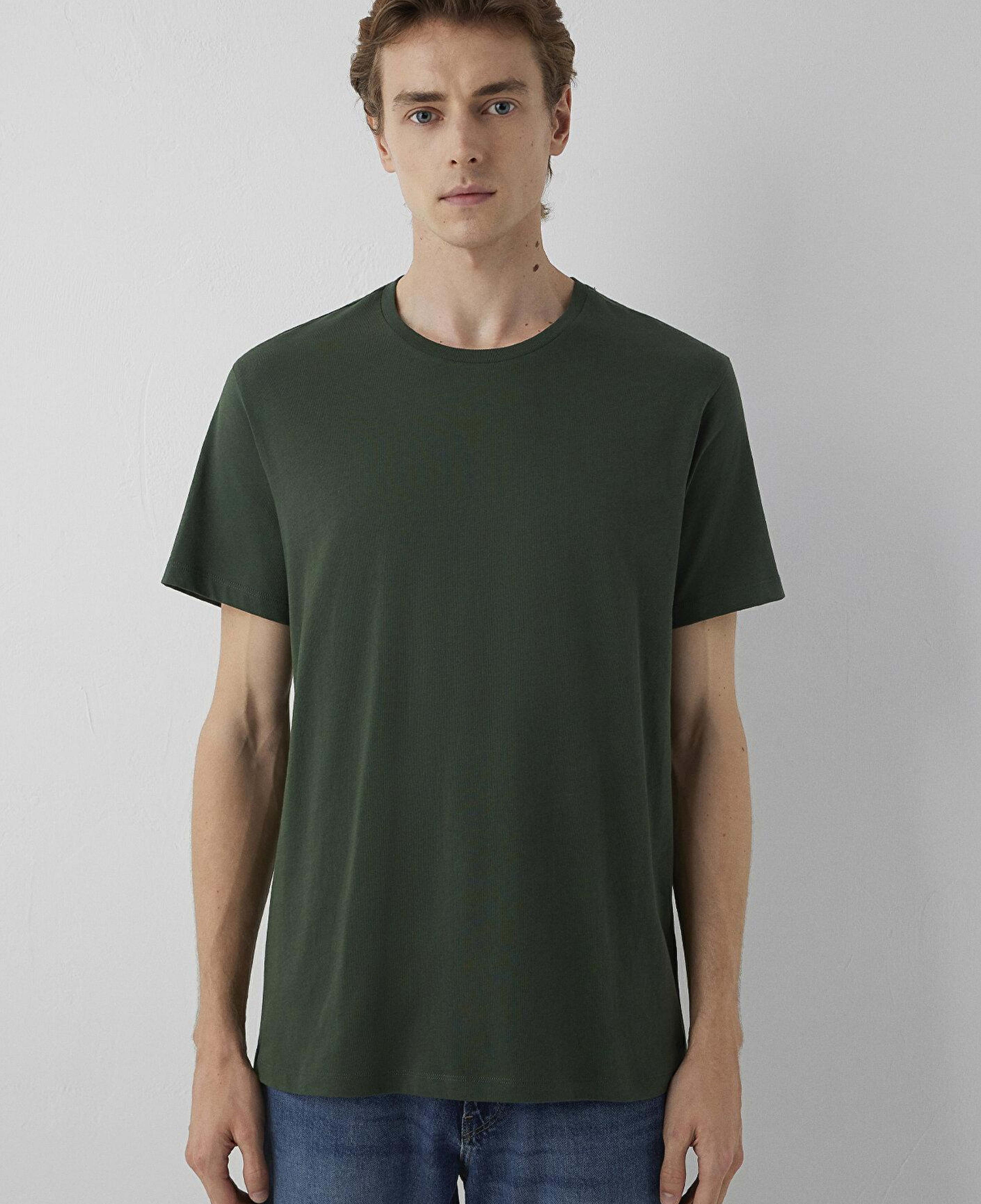 Mavi Yeşil Basic Tişört Slim Fit / Dar Kesim 065574-71602
