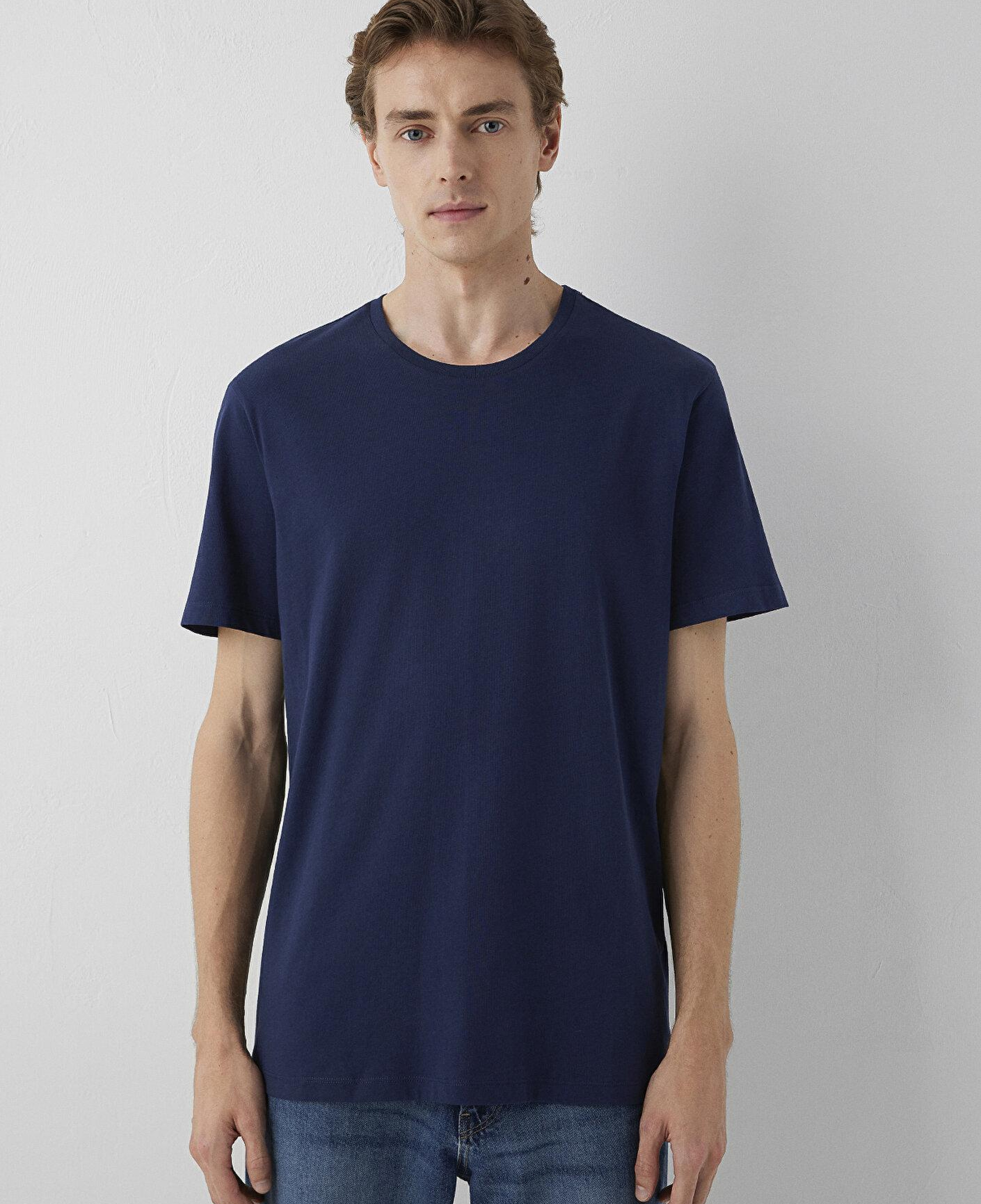 Mavi Lacivert Basic Tişört Slim Fit / Dar Kesim 065574-70497