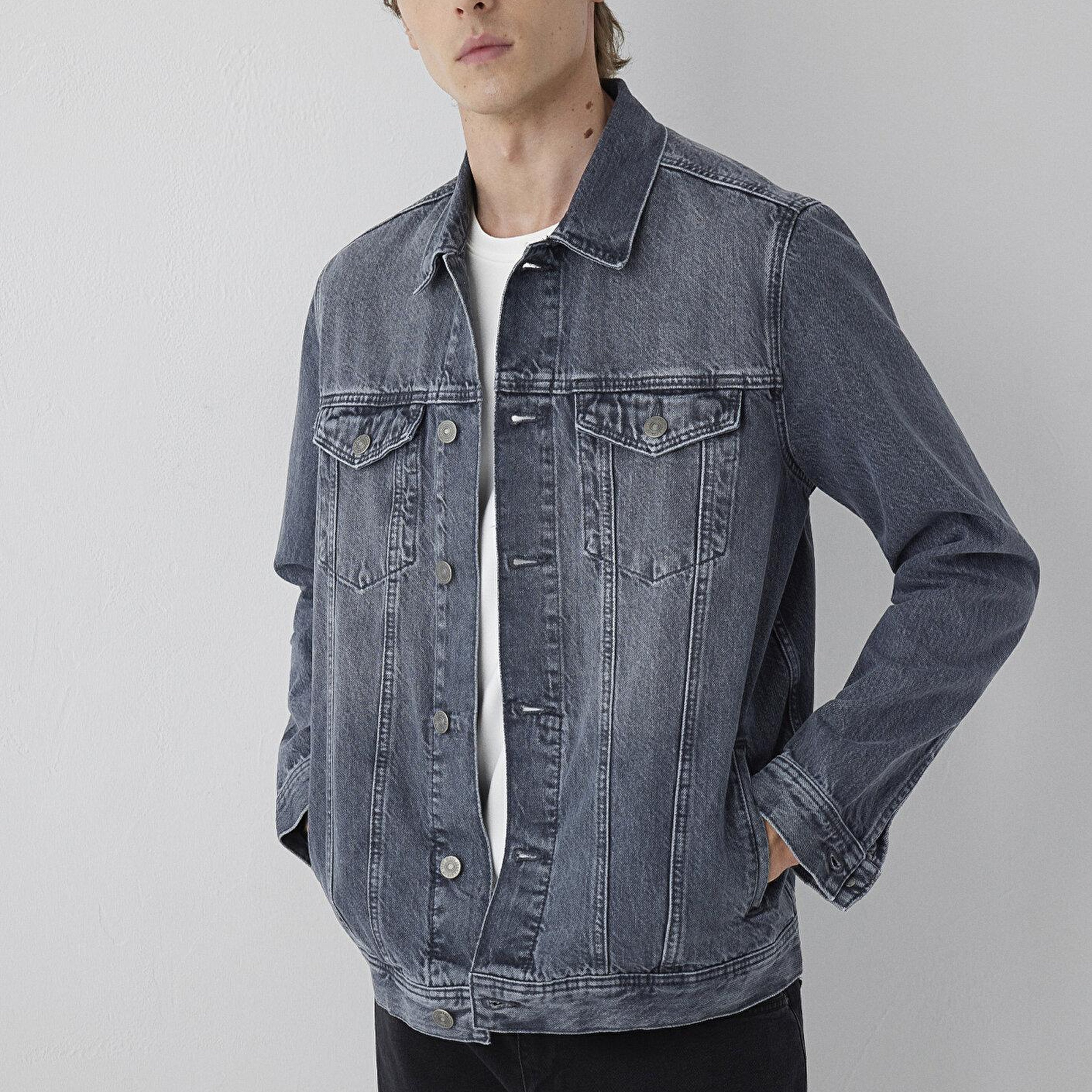 Mavi Drake Classic Denim Gri Denim Ceket 010143-A4066