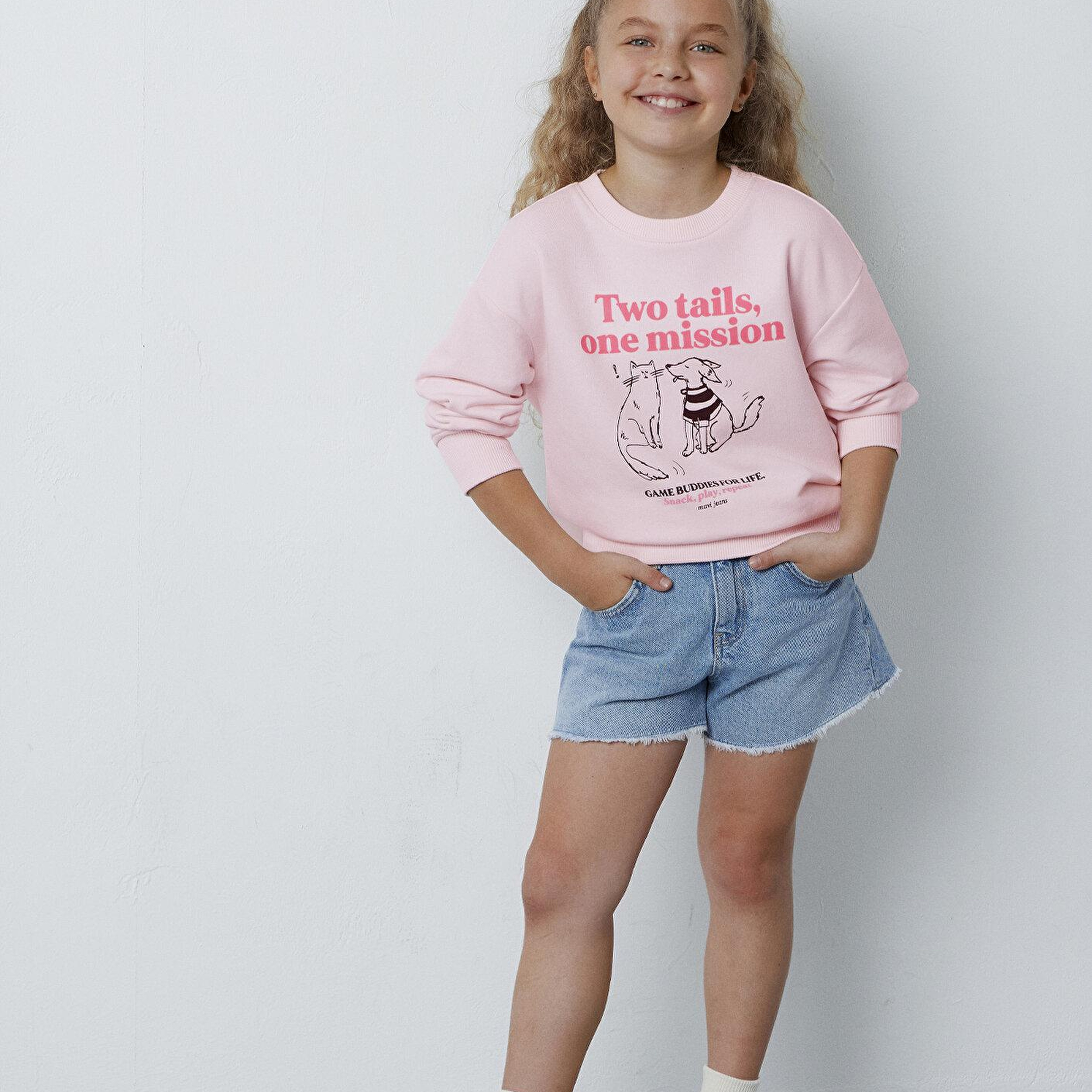 Mavi Baskılı Pembe Sweatshirt 7S10212-91487