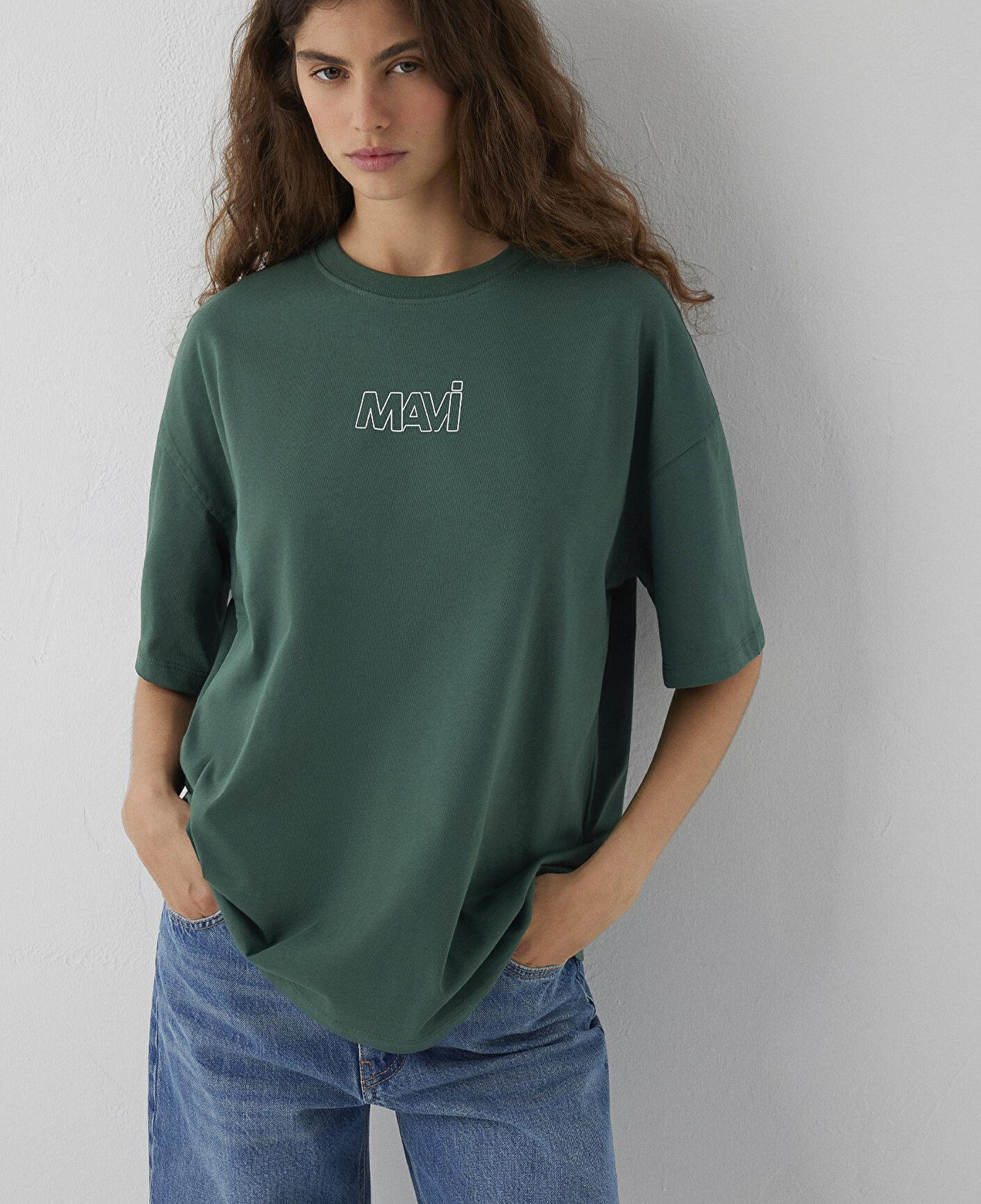 Mavi Mavi Logo Baskılı Yeşil Tişört Oversize / Geniş Kesim 1611592-71580