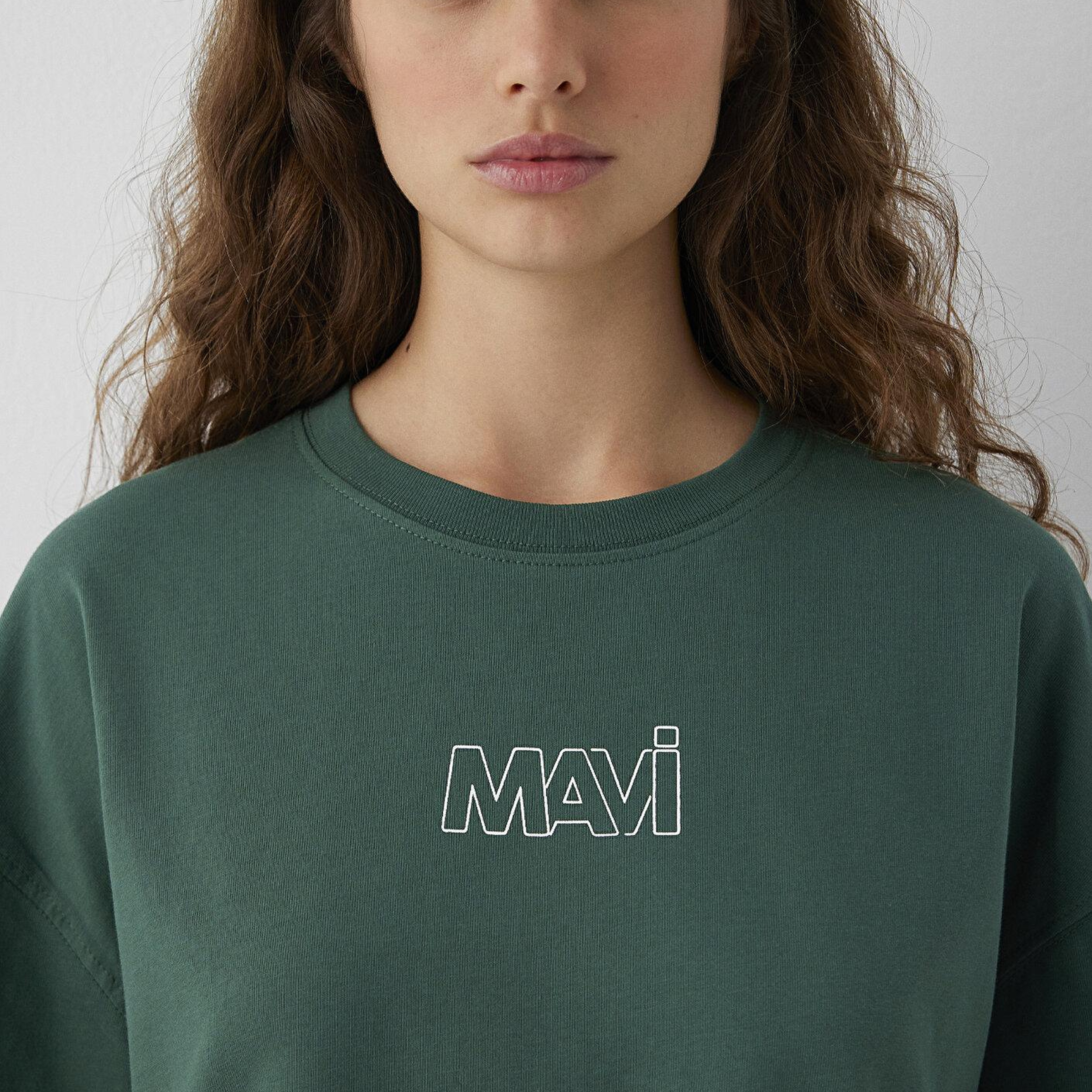 Mavi Mavi Logo Baskılı Yeşil Tişört Oversize / Geniş Kesim 1611592-71580