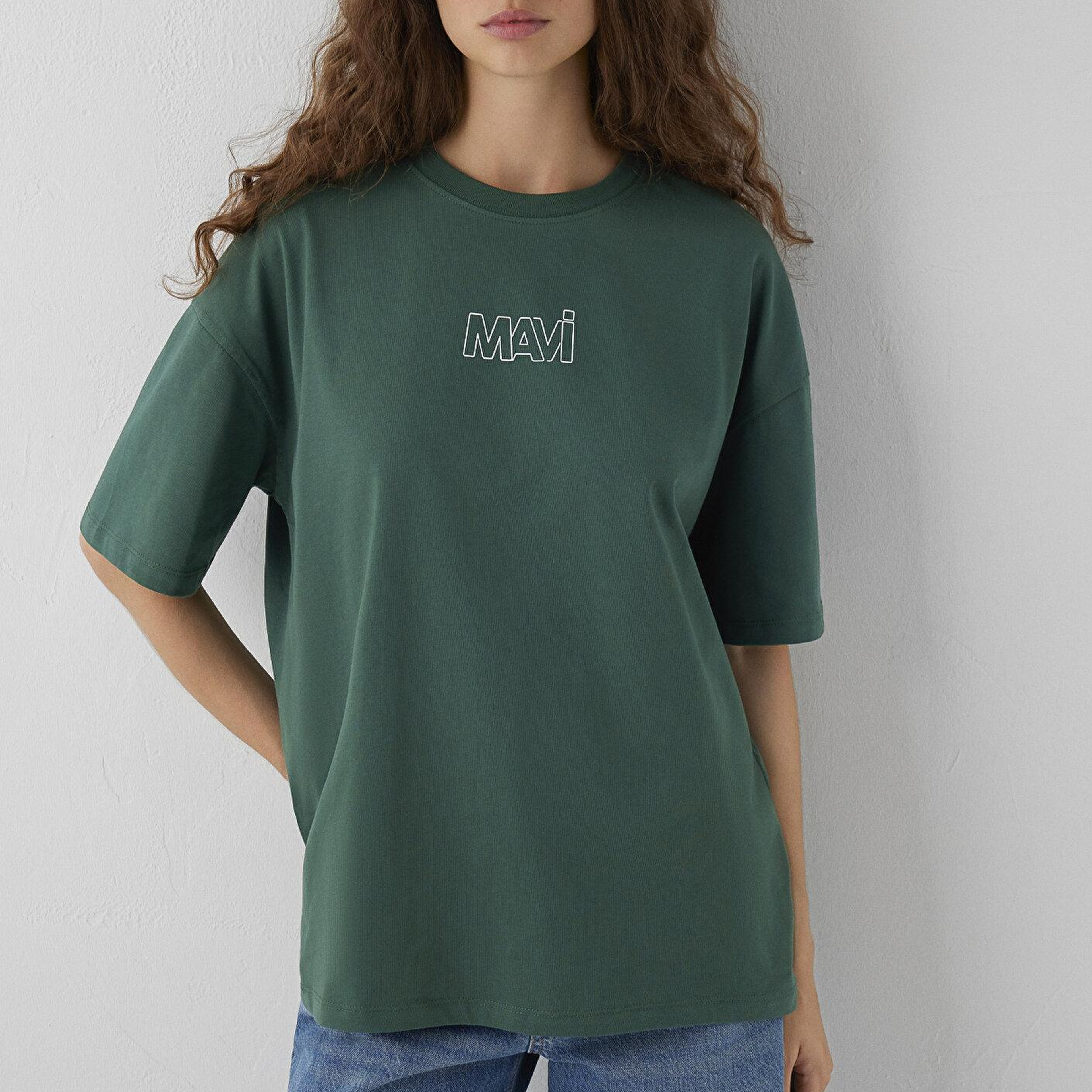 Mavi Mavi Logo Baskılı Yeşil Tişört Oversize / Geniş Kesim 1611592-71580