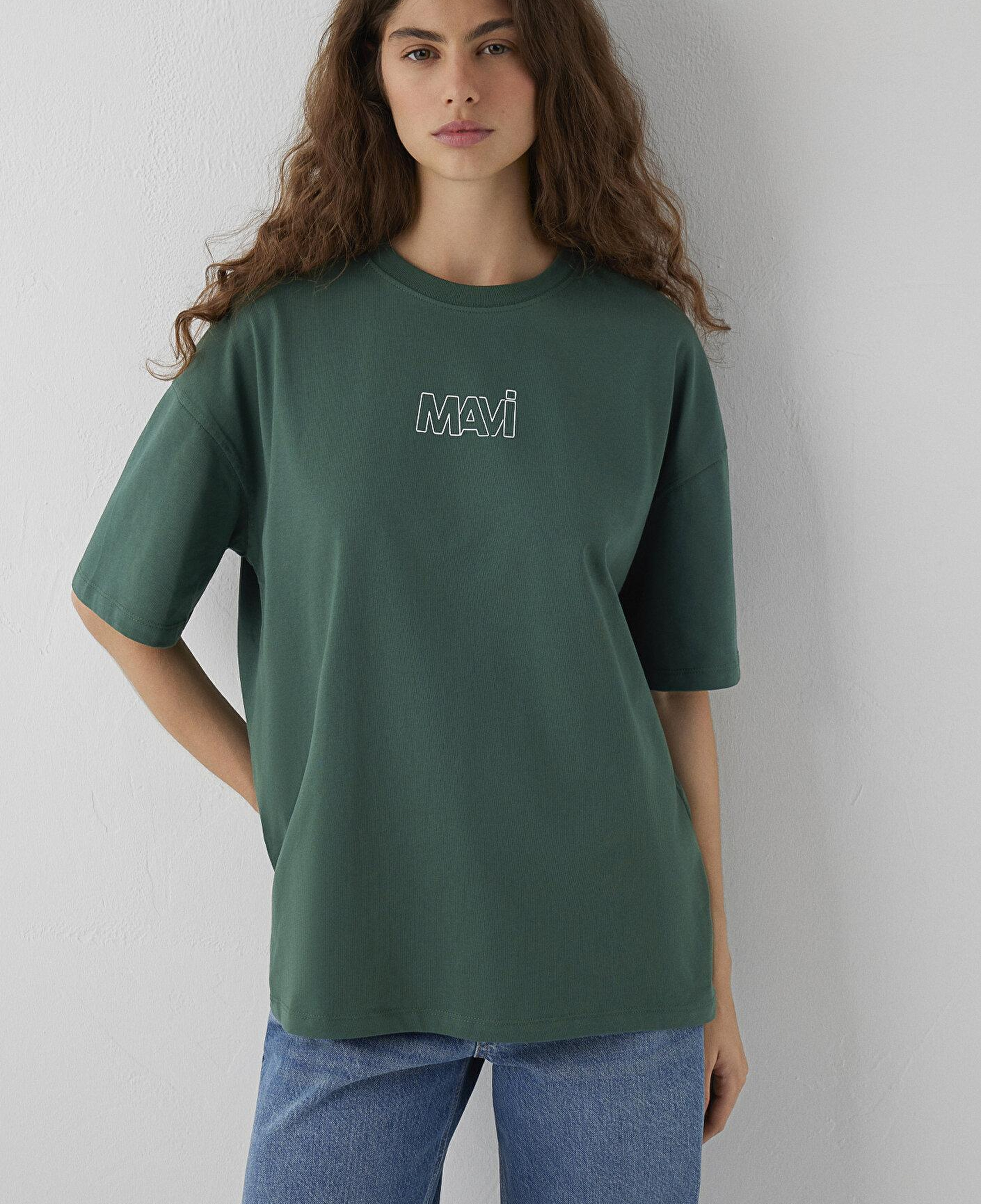 Mavi Mavi Logo Baskılı Yeşil Tişört Oversize / Geniş Kesim 1611592-71580