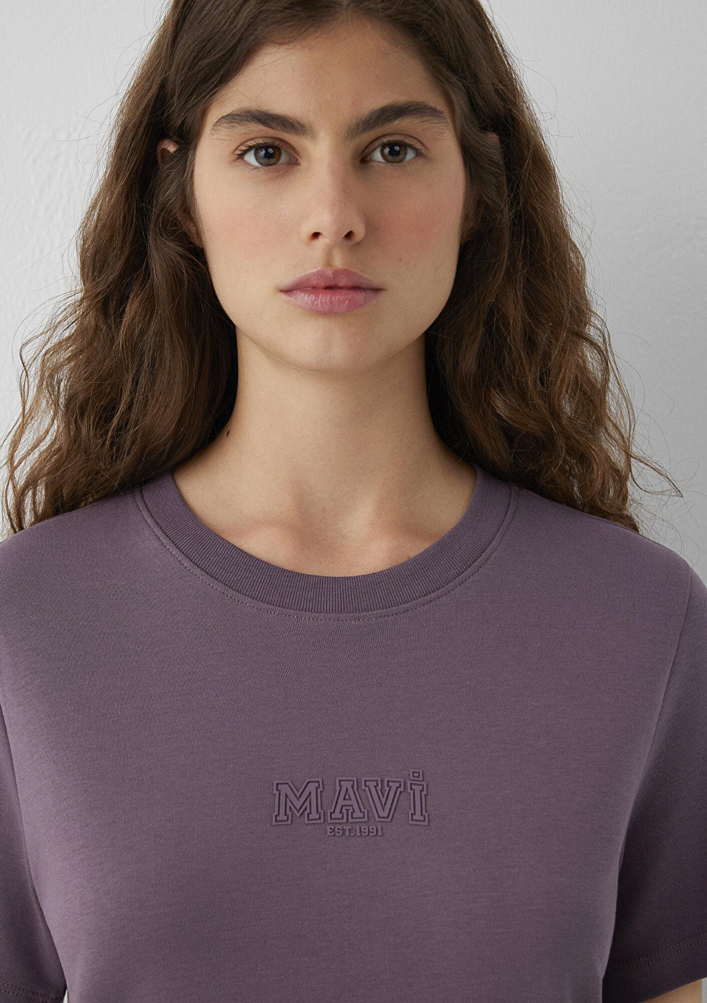 Mavi Mavi Logo Baskılı Mor Tişört Semi Slim Fit / Yarı Dar Kesim 1614377-91646