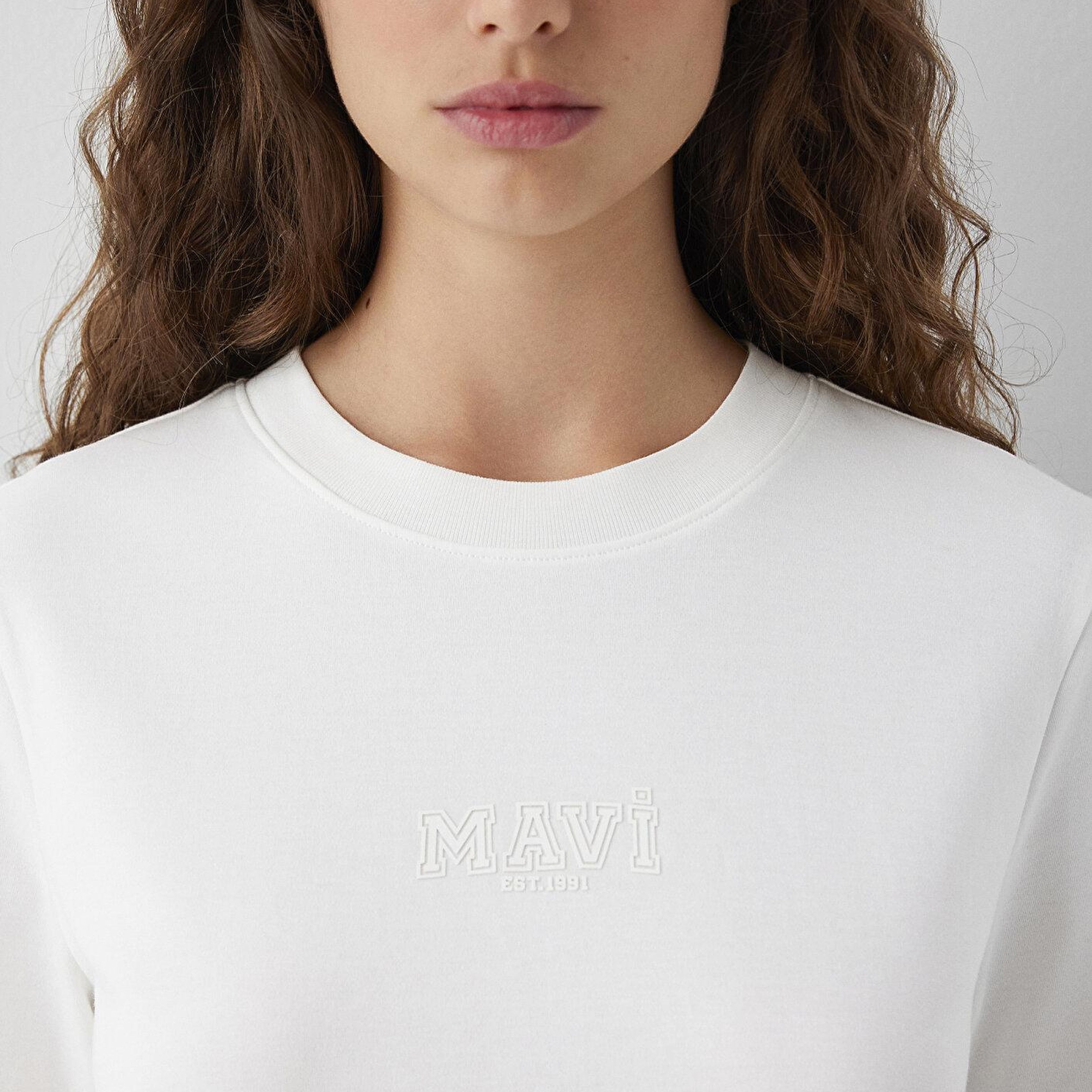Mavi Mavi Logo Baskılı Ekru Tişört Semi Slim Fit / Yarı Dar Kesim 1614377-70057