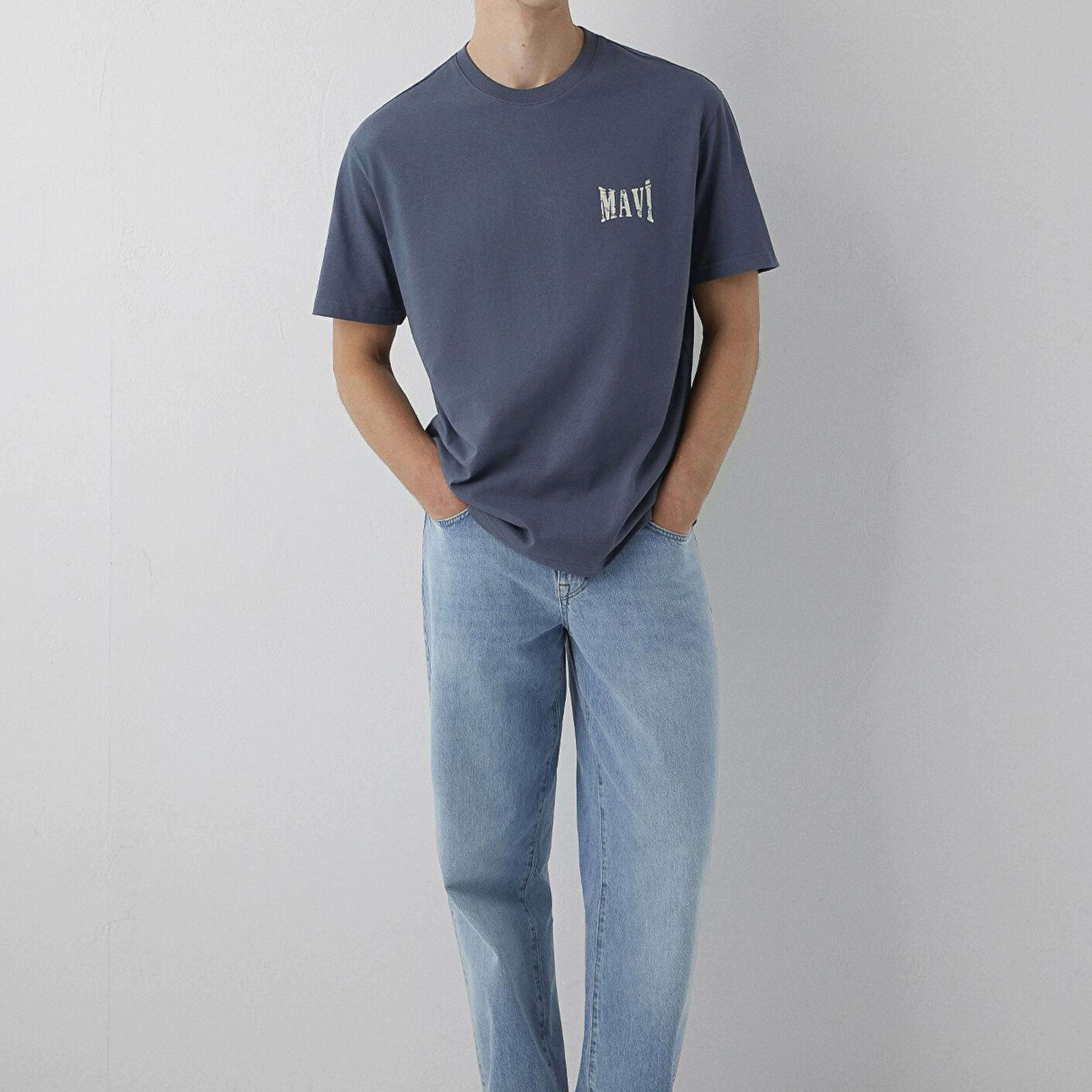 Mavi Mavi Baskılı Lacivert Tişört Loose Fit / Bol Rahat Kesim 0613579-80776