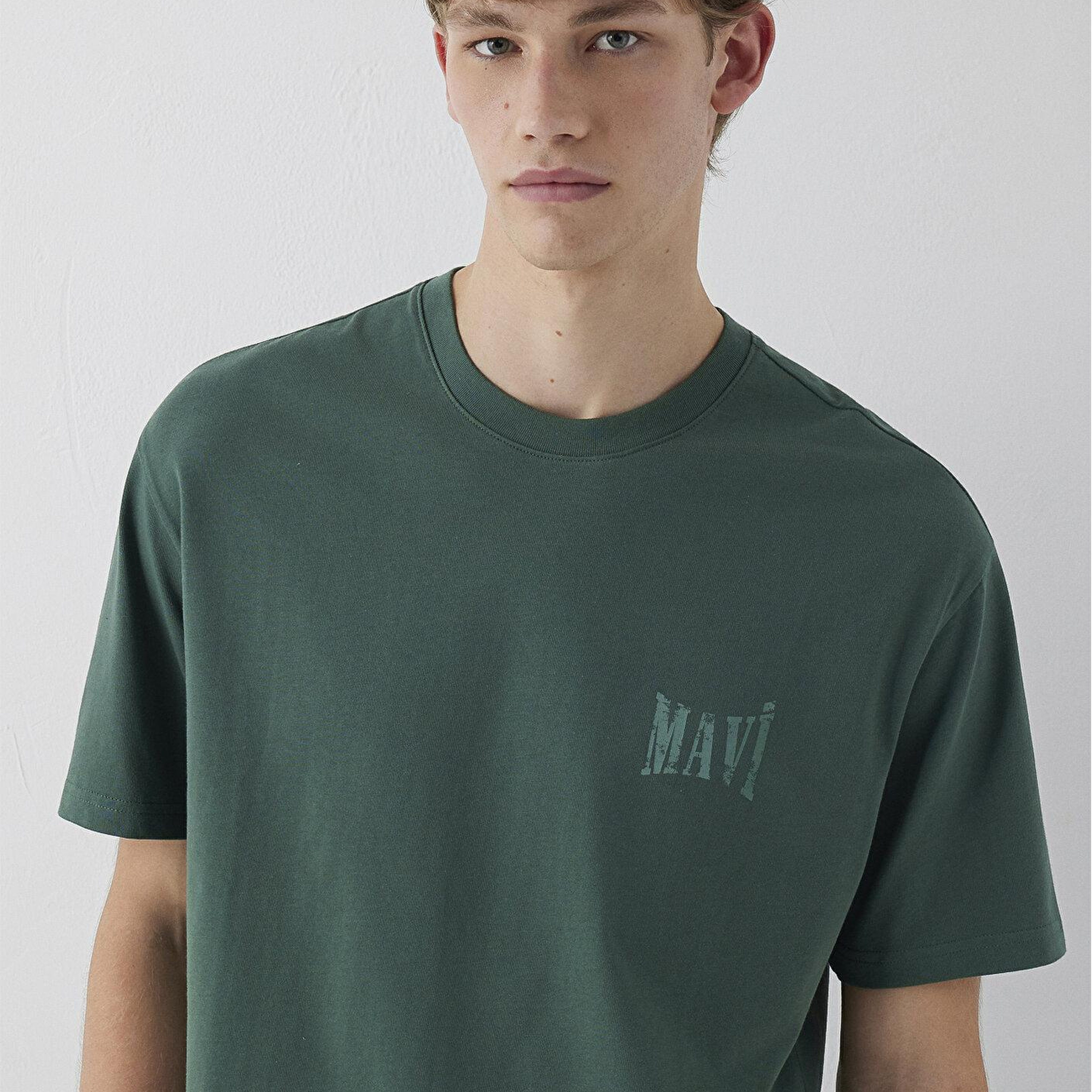 Mavi Mavi Baskılı Yeşil Tişört Loose Fit / Bol Rahat Kesim 0613579-71580