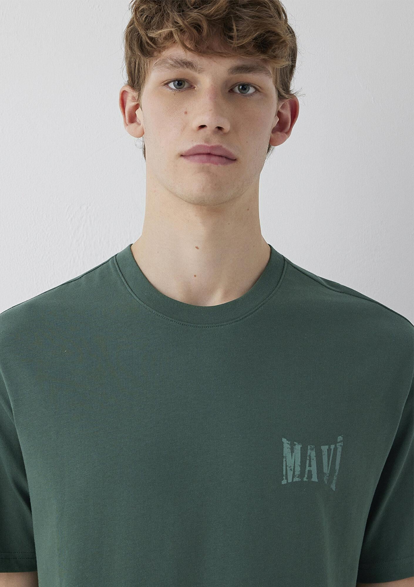 Mavi Mavi Baskılı Yeşil Tişört Loose Fit / Bol Rahat Kesim 0613579-71580