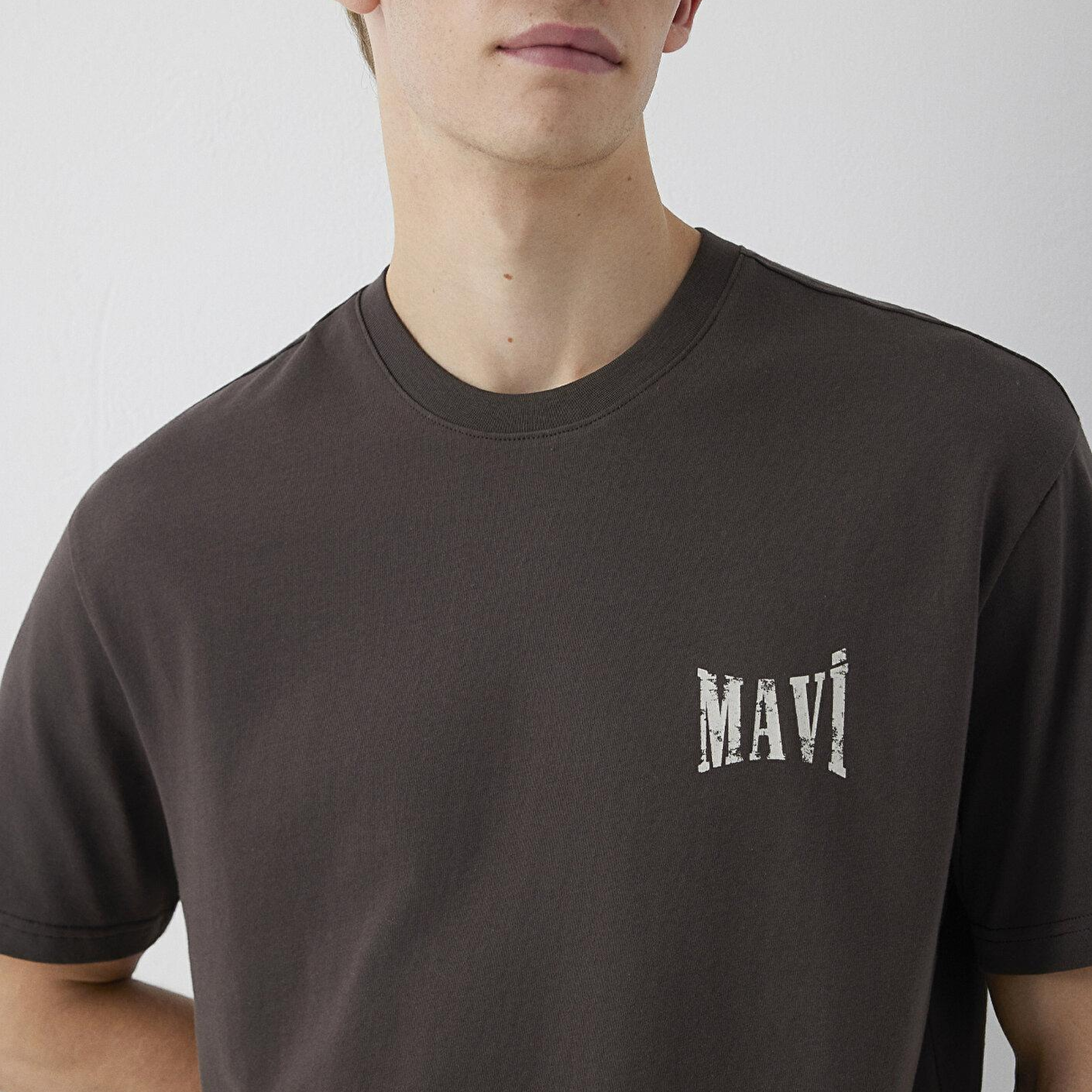 Mavi Mavi Baskılı Kahverengi Tişört Loose Fit / Bol Rahat Kesim 0613579-70219