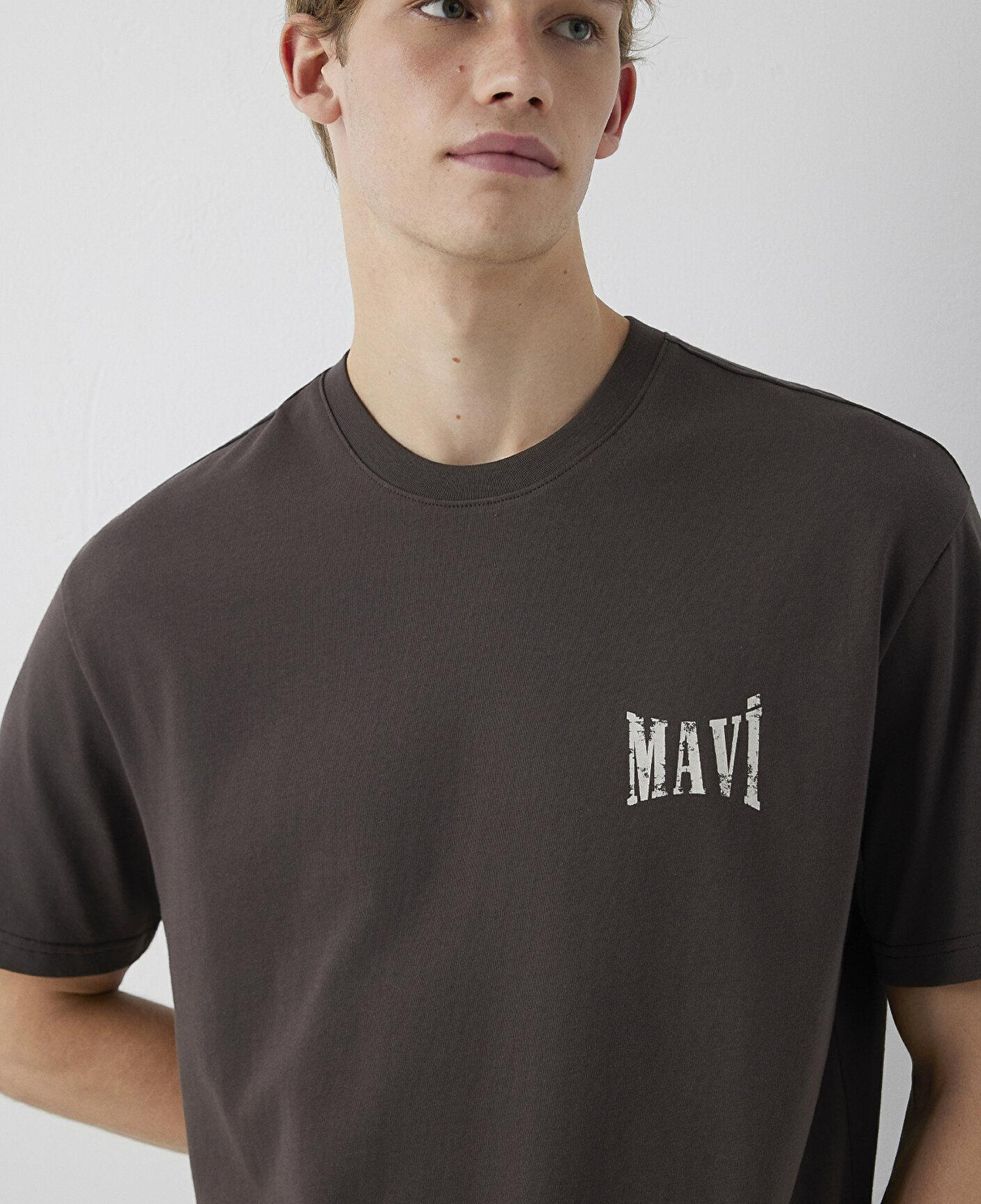 Mavi Mavi Baskılı Kahverengi Tişört Loose Fit / Bol Rahat Kesim 0613579-70219