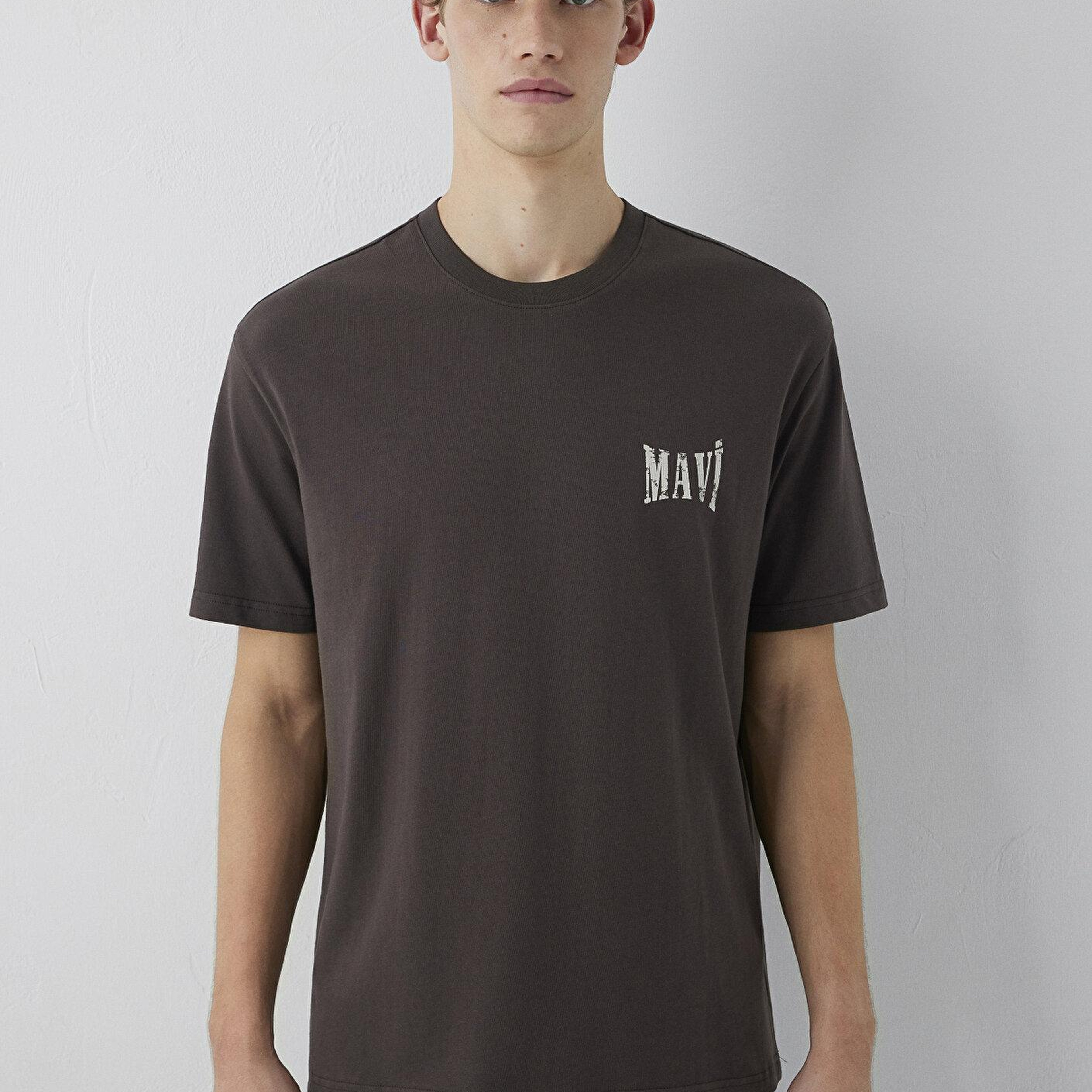 Mavi Mavi Baskılı Kahverengi Tişört Loose Fit / Bol Rahat Kesim 0613579-70219