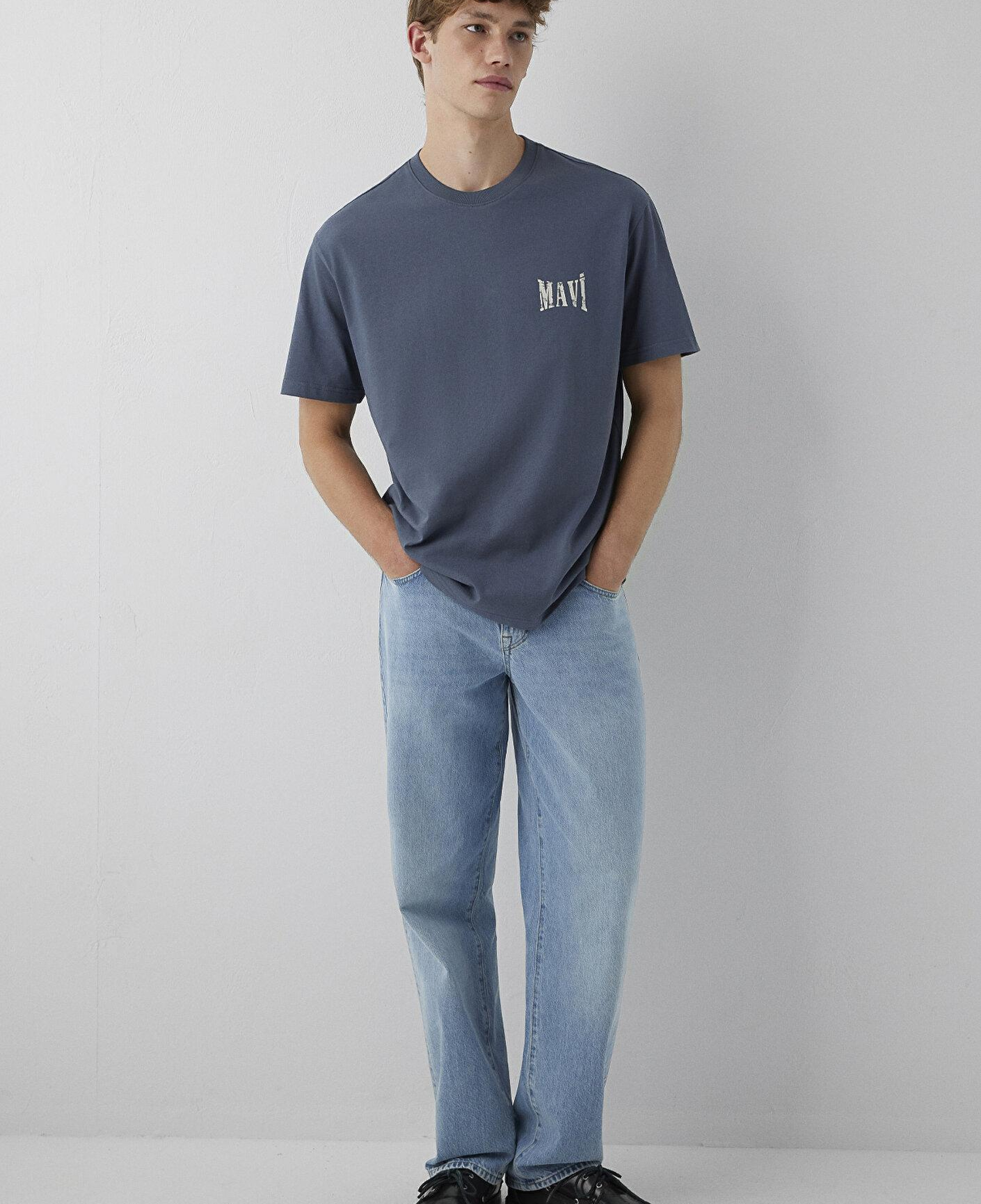 Mavi Mavi Baskılı Lacivert Tişört Loose Fit / Bol Rahat Kesim 0613579-80776