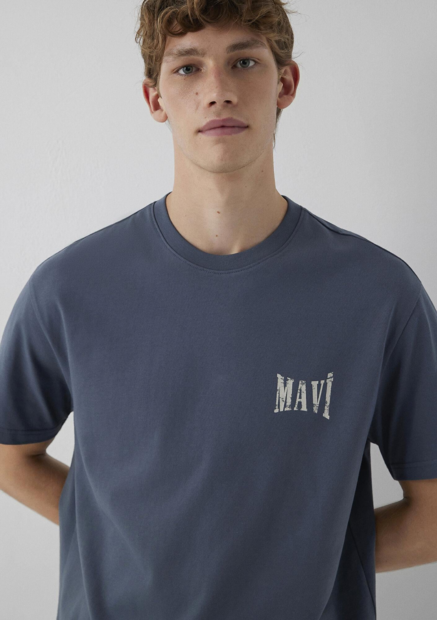 Mavi Mavi Baskılı Lacivert Tişört Loose Fit / Bol Rahat Kesim 0613579-80776