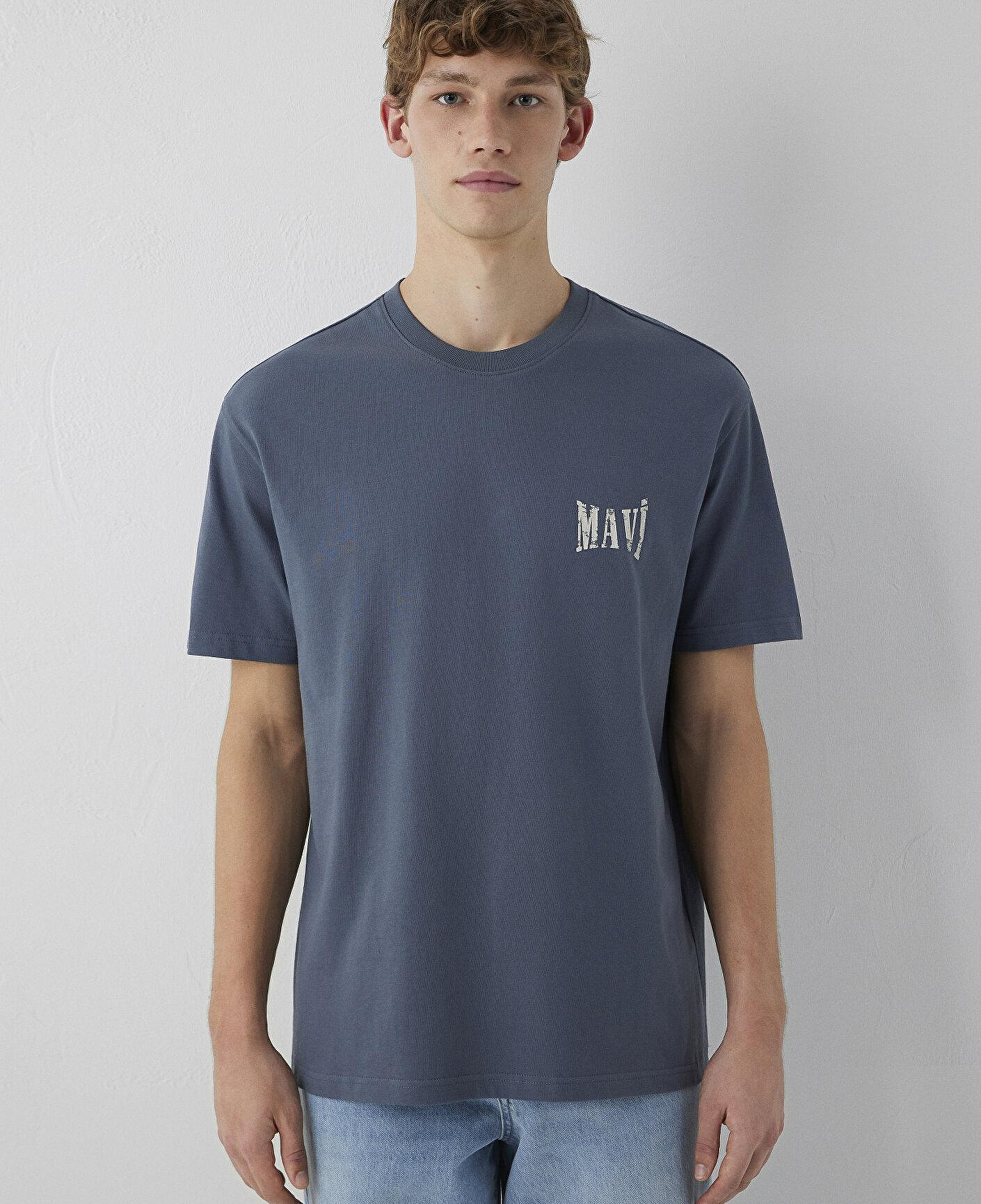 Mavi Mavi Baskılı Lacivert Tişört Loose Fit / Bol Rahat Kesim 0613579-80776
