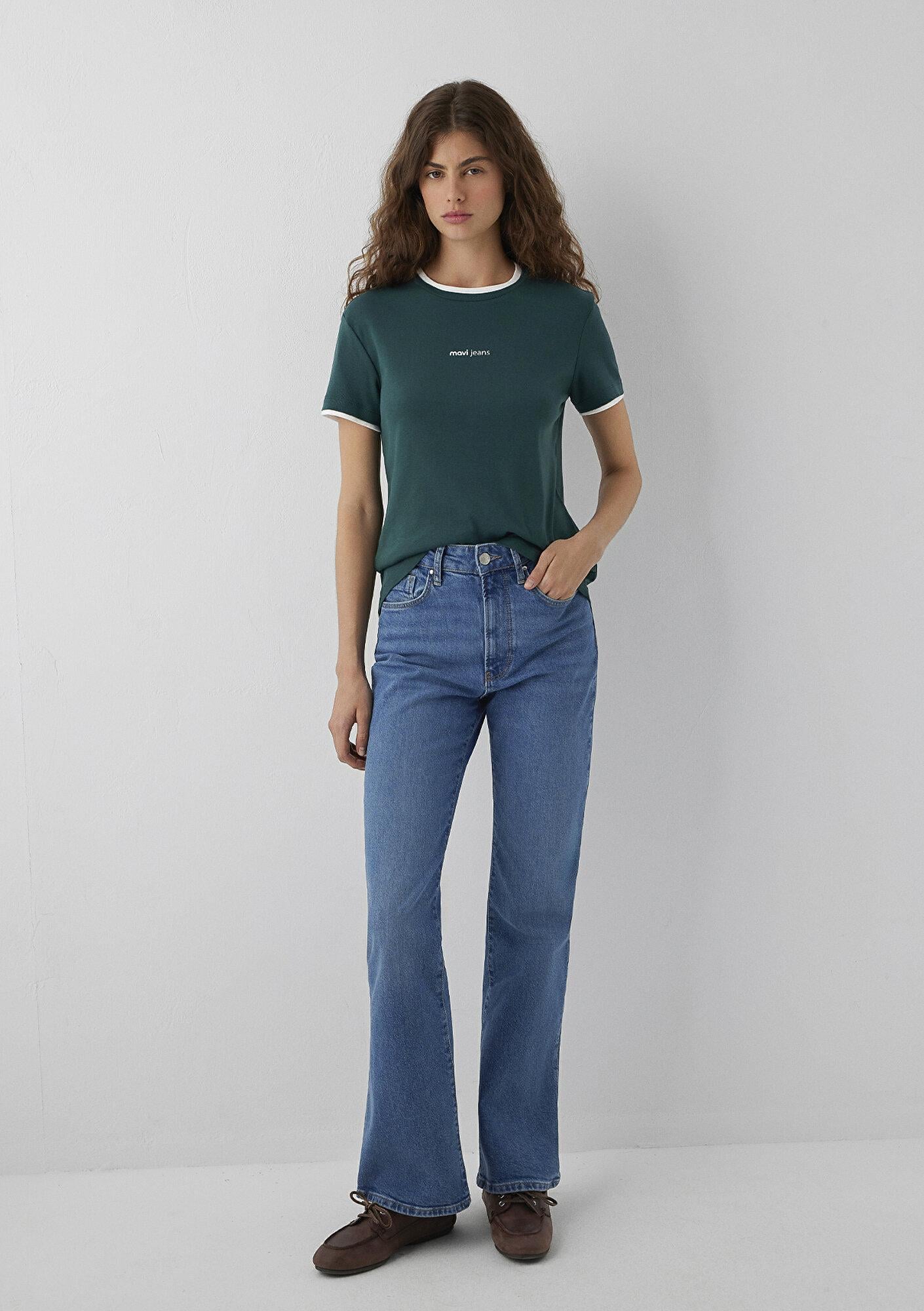 Mavi Mavi Logo Baskılı Yeşil Tişört Slim Fit / Dar Kesim 1614200-87831