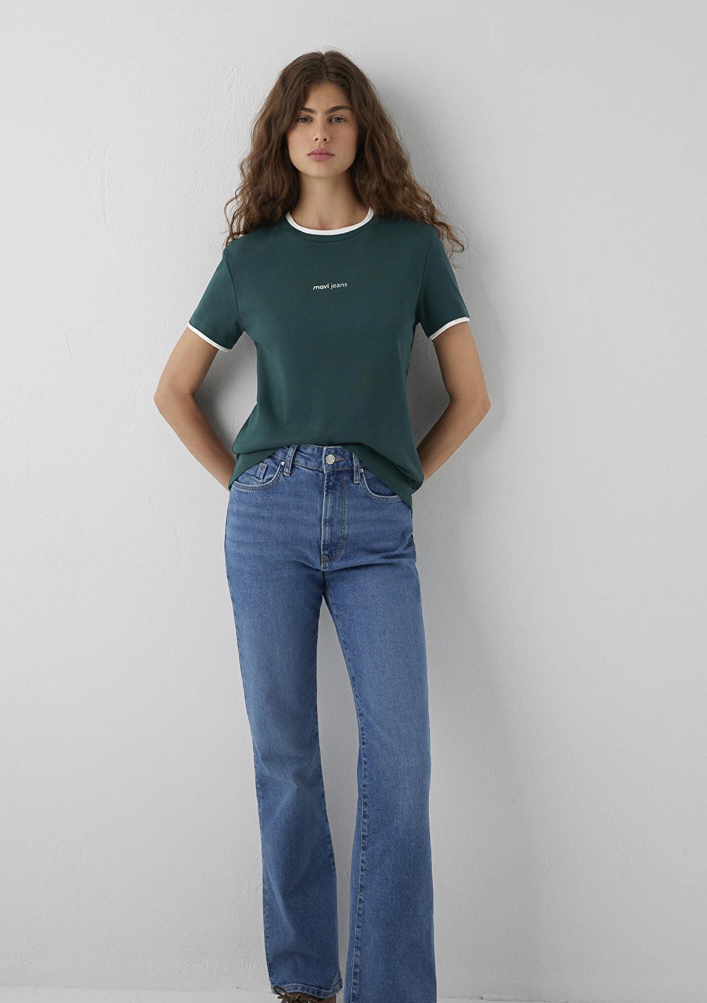 Mavi Mavi Logo Baskılı Yeşil Tişört Slim Fit / Dar Kesim 1614200-87831