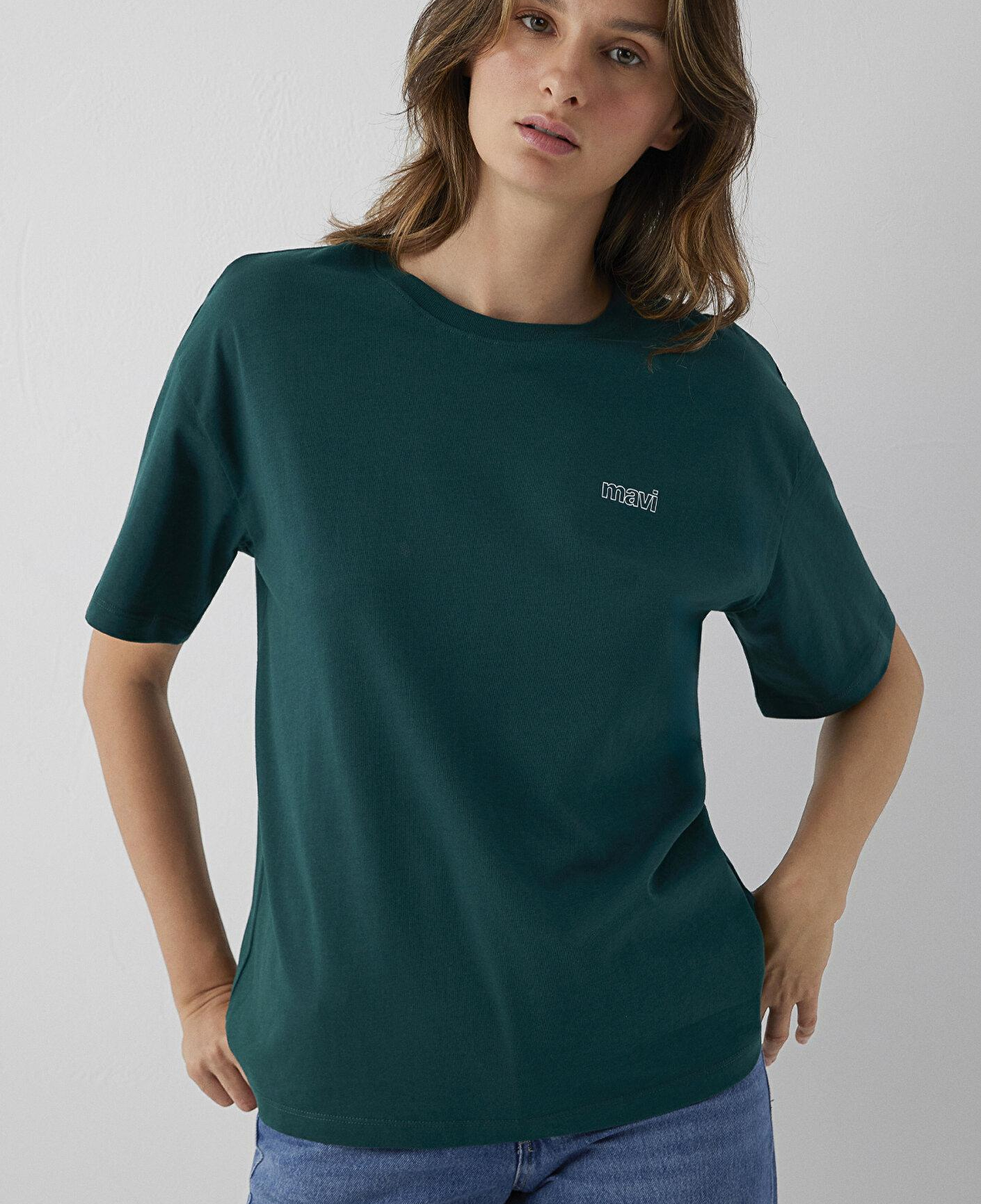 Mavi Mavi Logo Baskılı Yeşil Tişört Loose Fit / Bol Rahat Kesim 1611309-81962