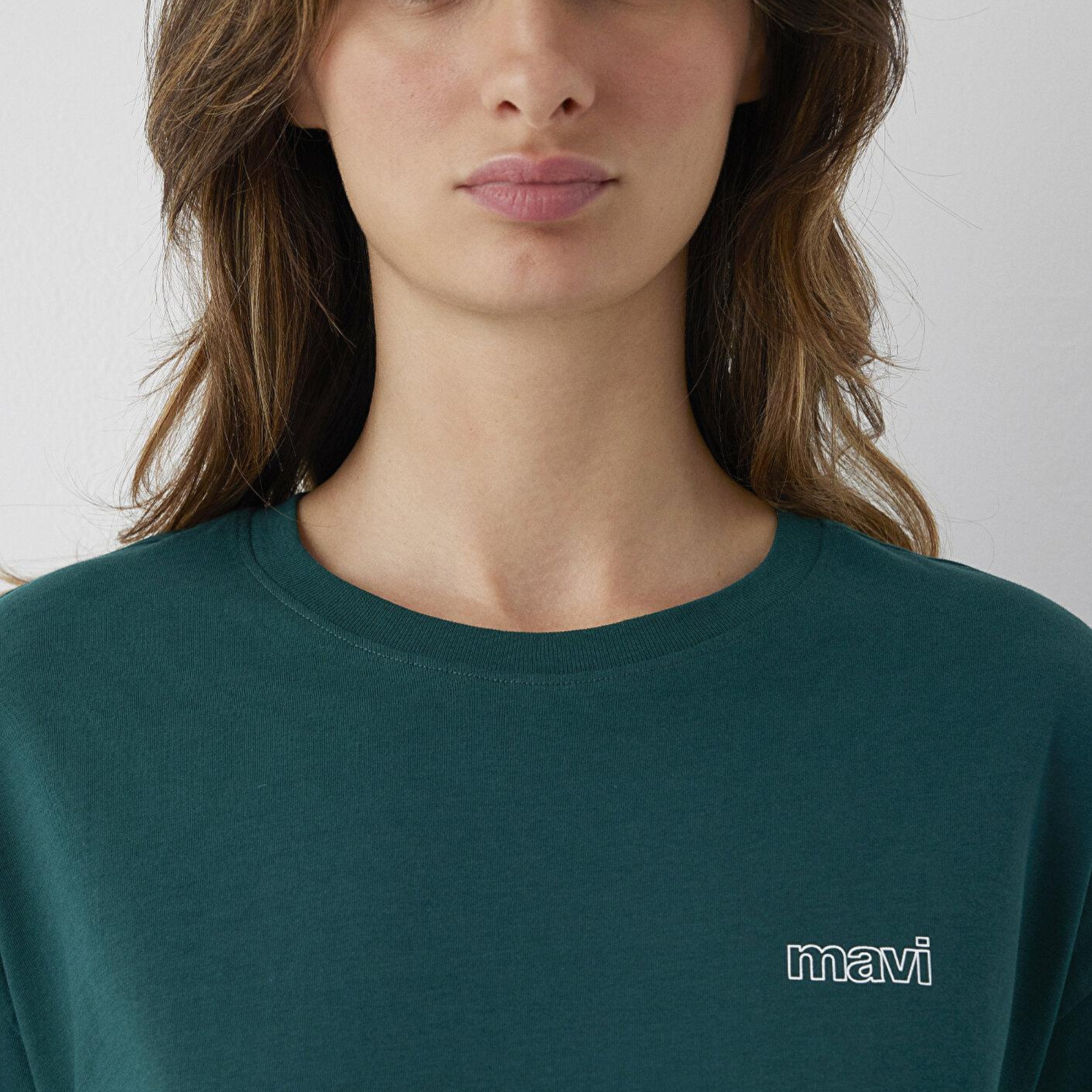 Mavi Mavi Logo Baskılı Yeşil Tişört Loose Fit / Bol Rahat Kesim 1611309-81962