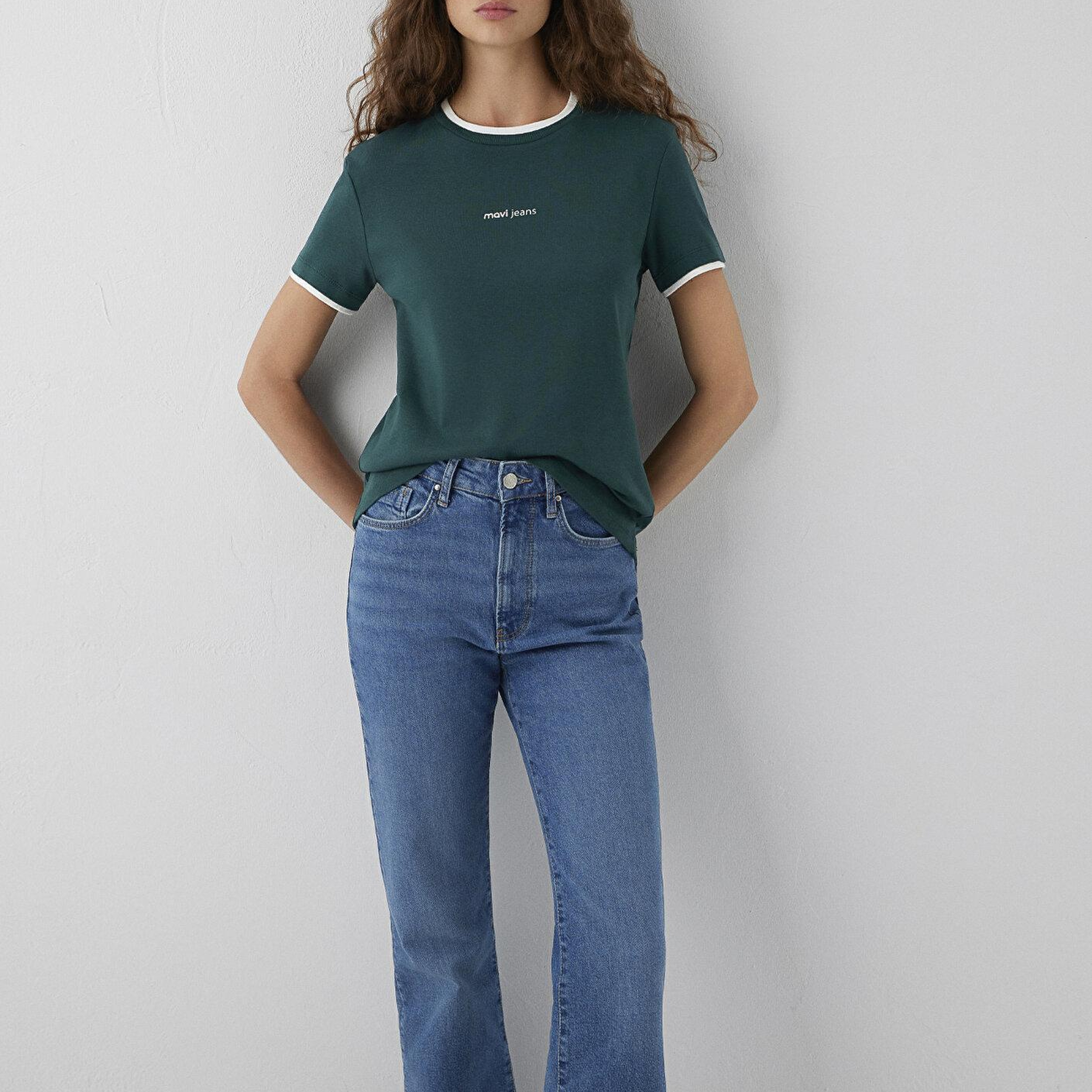 Mavi Mavi Logo Baskılı Yeşil Tişört Slim Fit / Dar Kesim 1614200-87831
