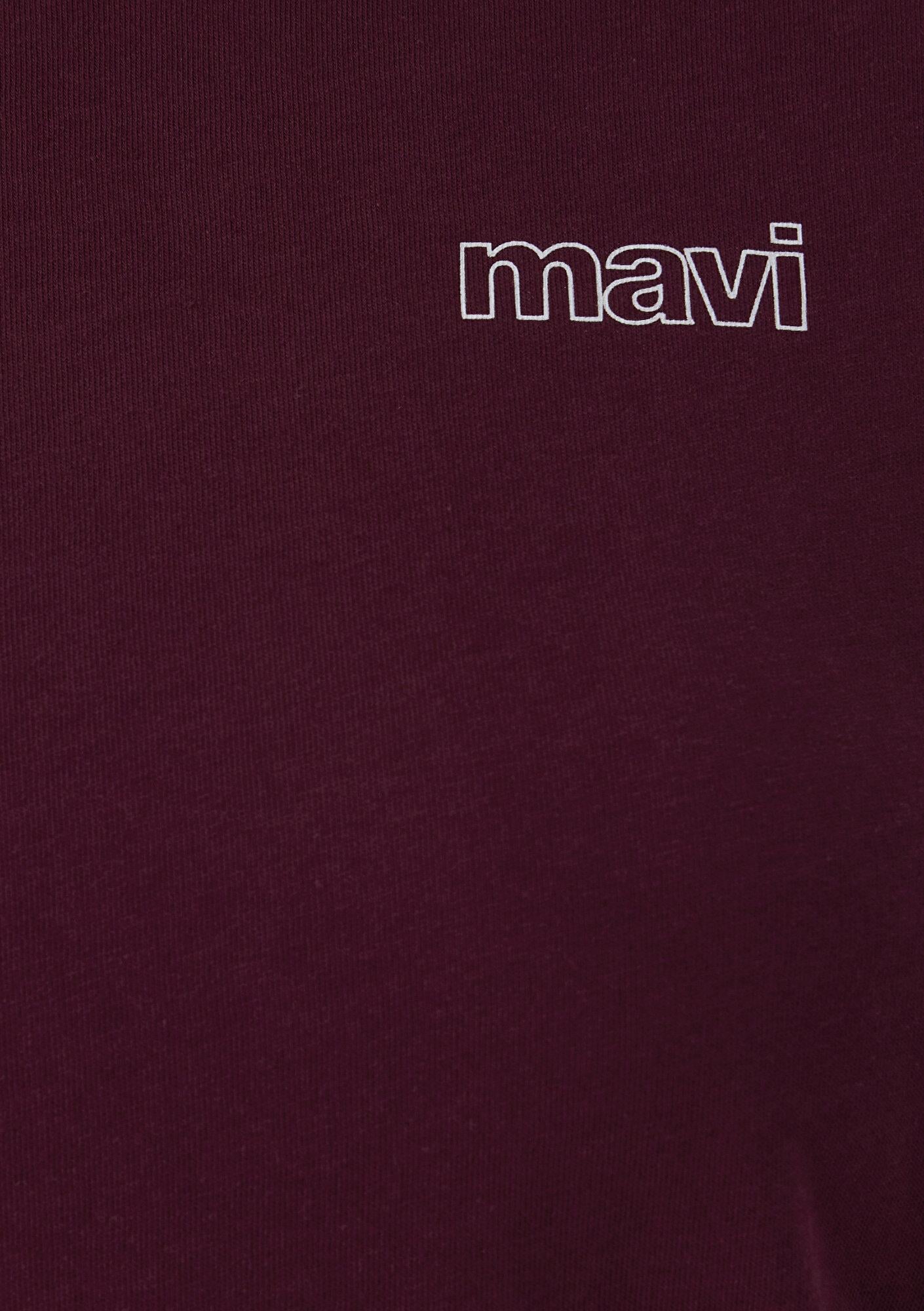 Mavi Mavi Logo Baskılı Bordo Tişört Loose Fit / Bol Rahat Kesim 1611309-90705