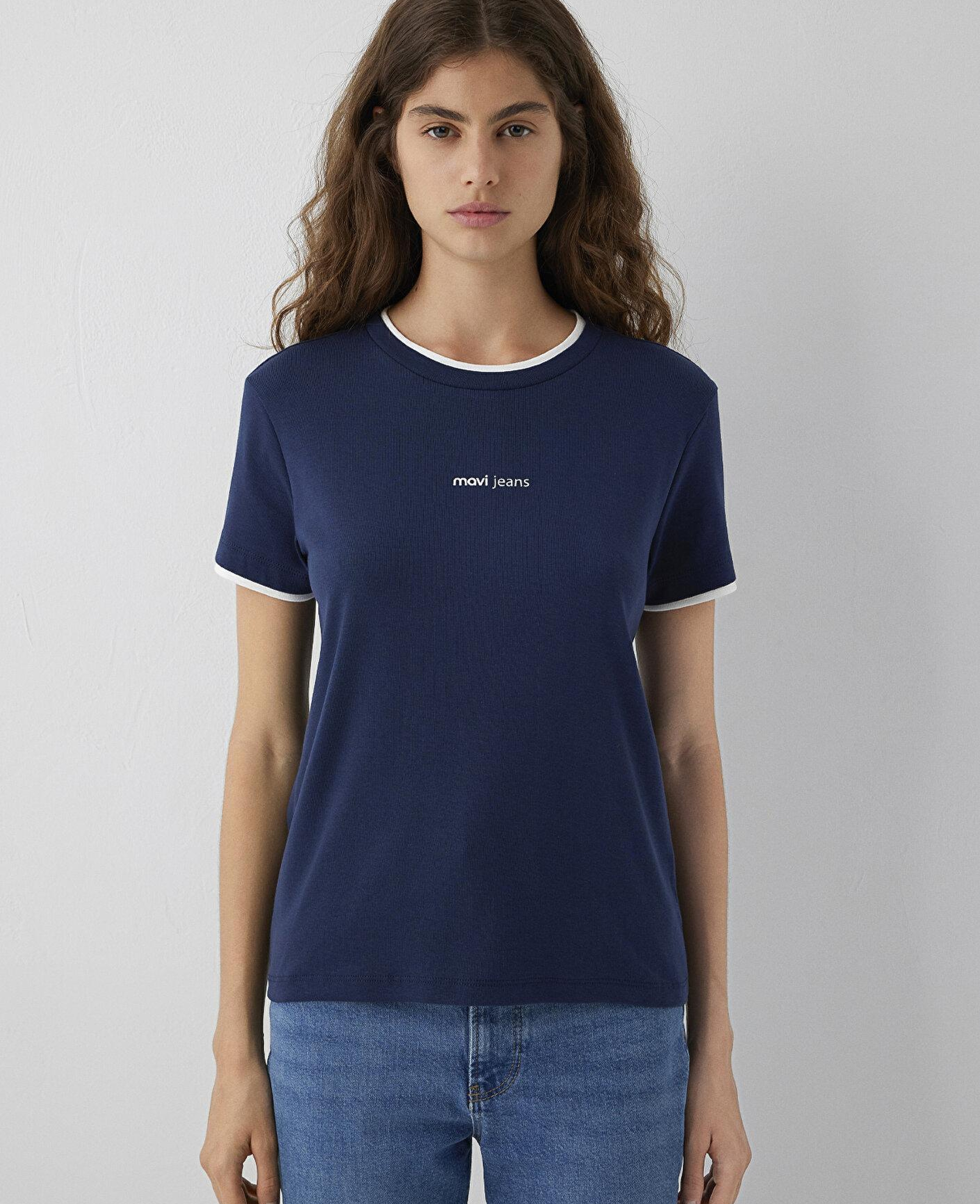 Mavi Mavi Logo Baskılı Lacivert Tişört Slim Fit / Dar Kesim 1614200-70488