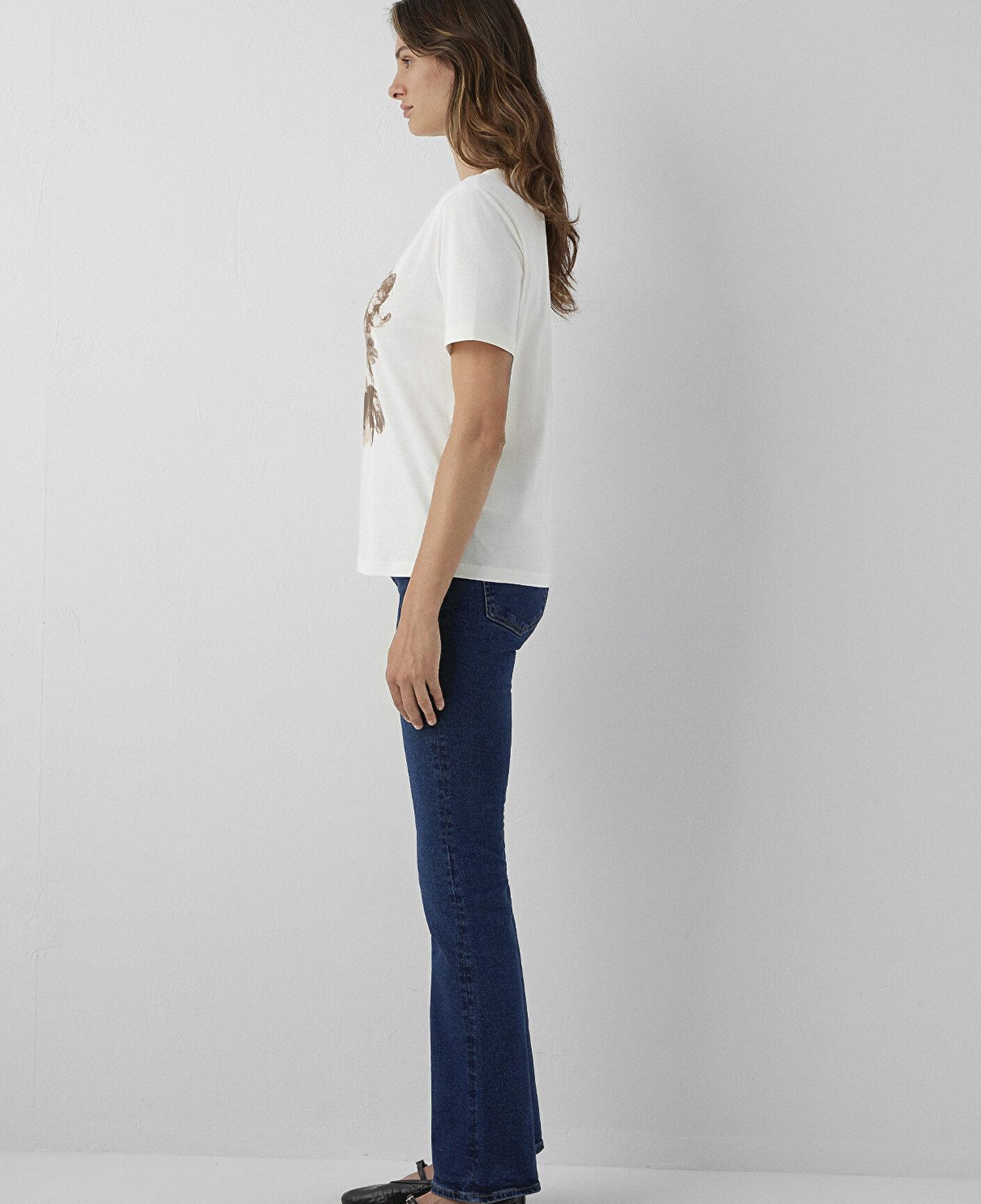 Mavi Kelebek Baskılı Ekru Tişört Regular Fit / Normal Kesim 1614273-80194