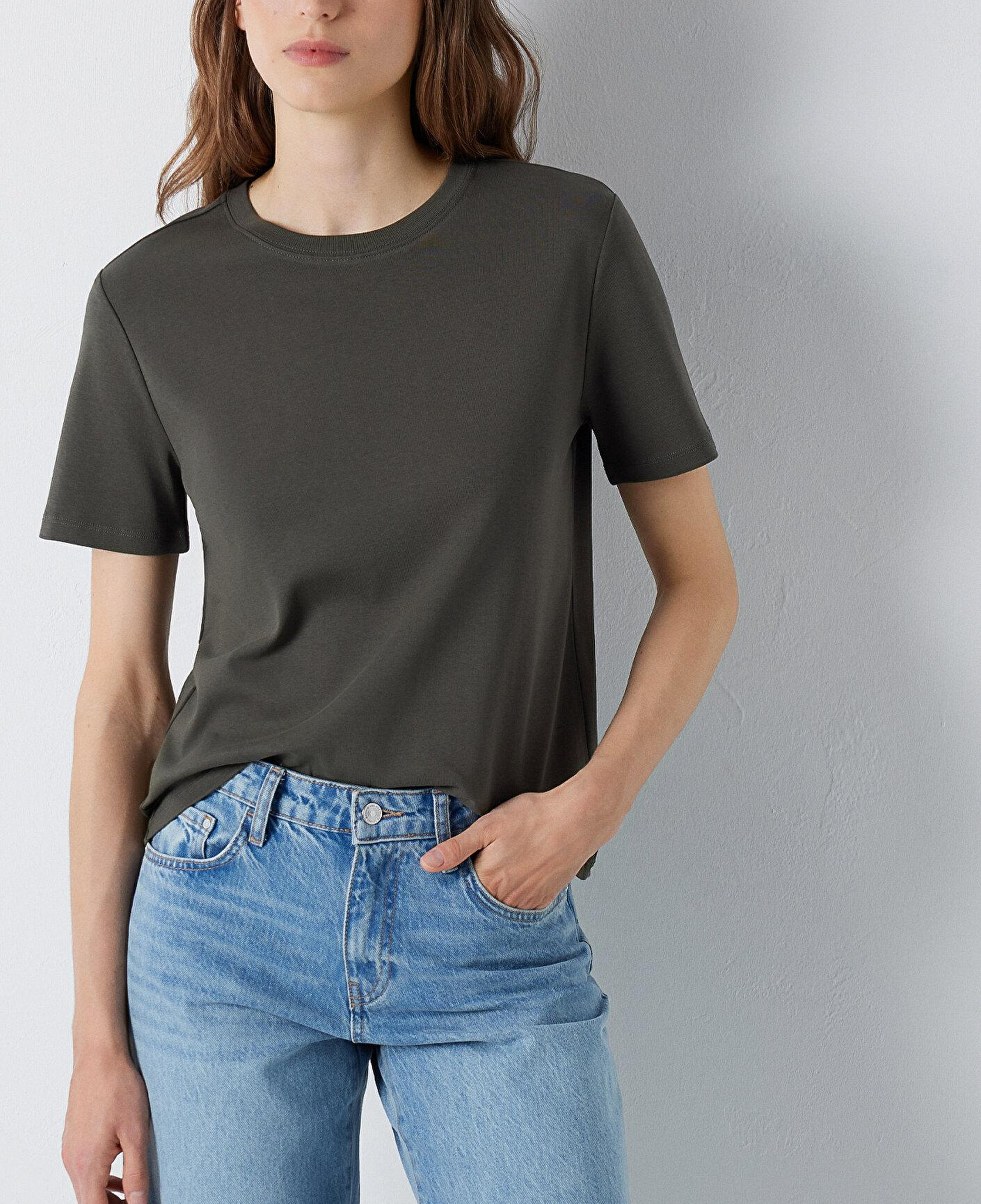 Mavi Haki Basic Tişört Semi Slim Fit / Yarı Dar Kesim 1612916-71553
