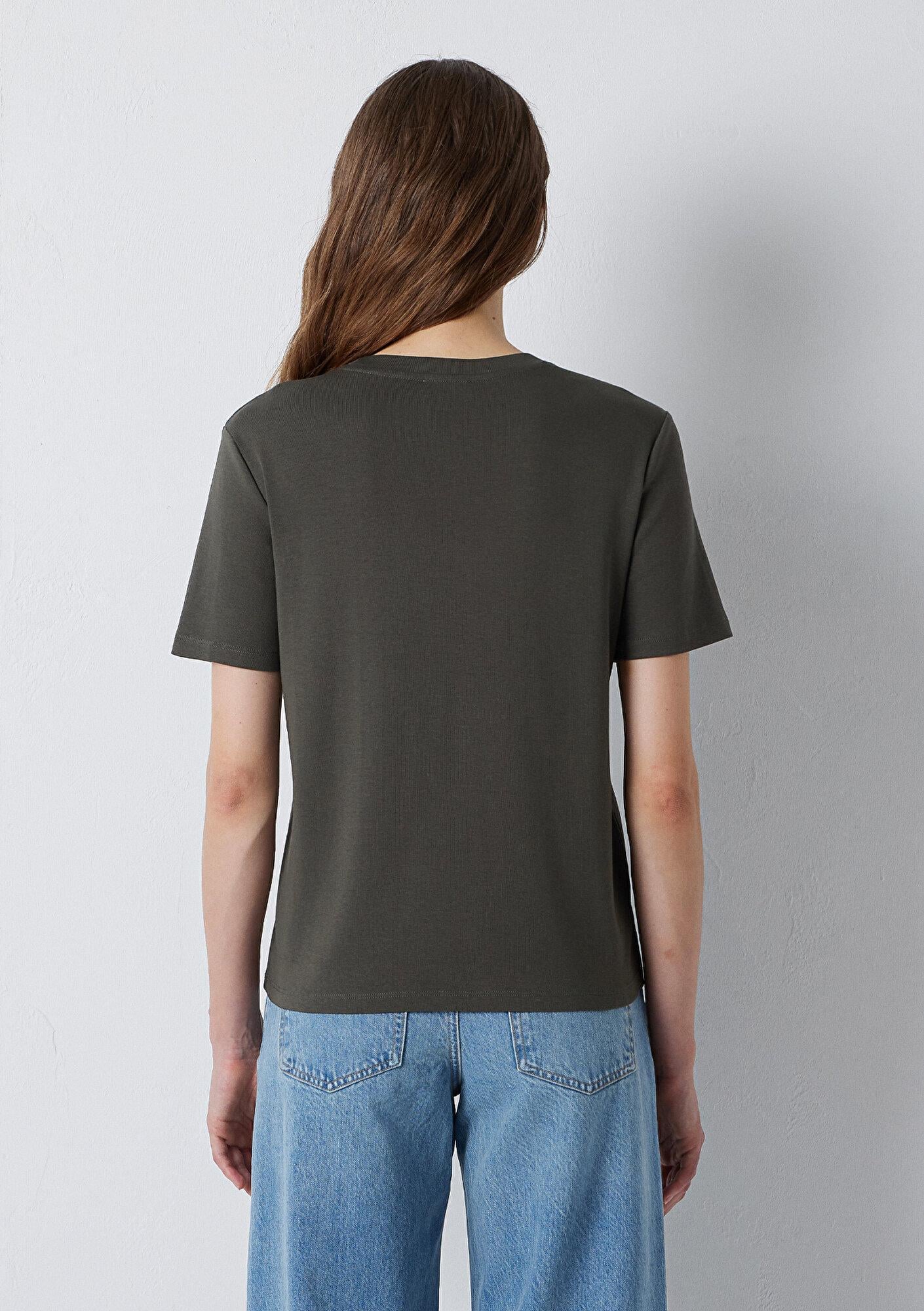 Mavi Haki Basic Tişört Semi Slim Fit / Yarı Dar Kesim 1612916-71553