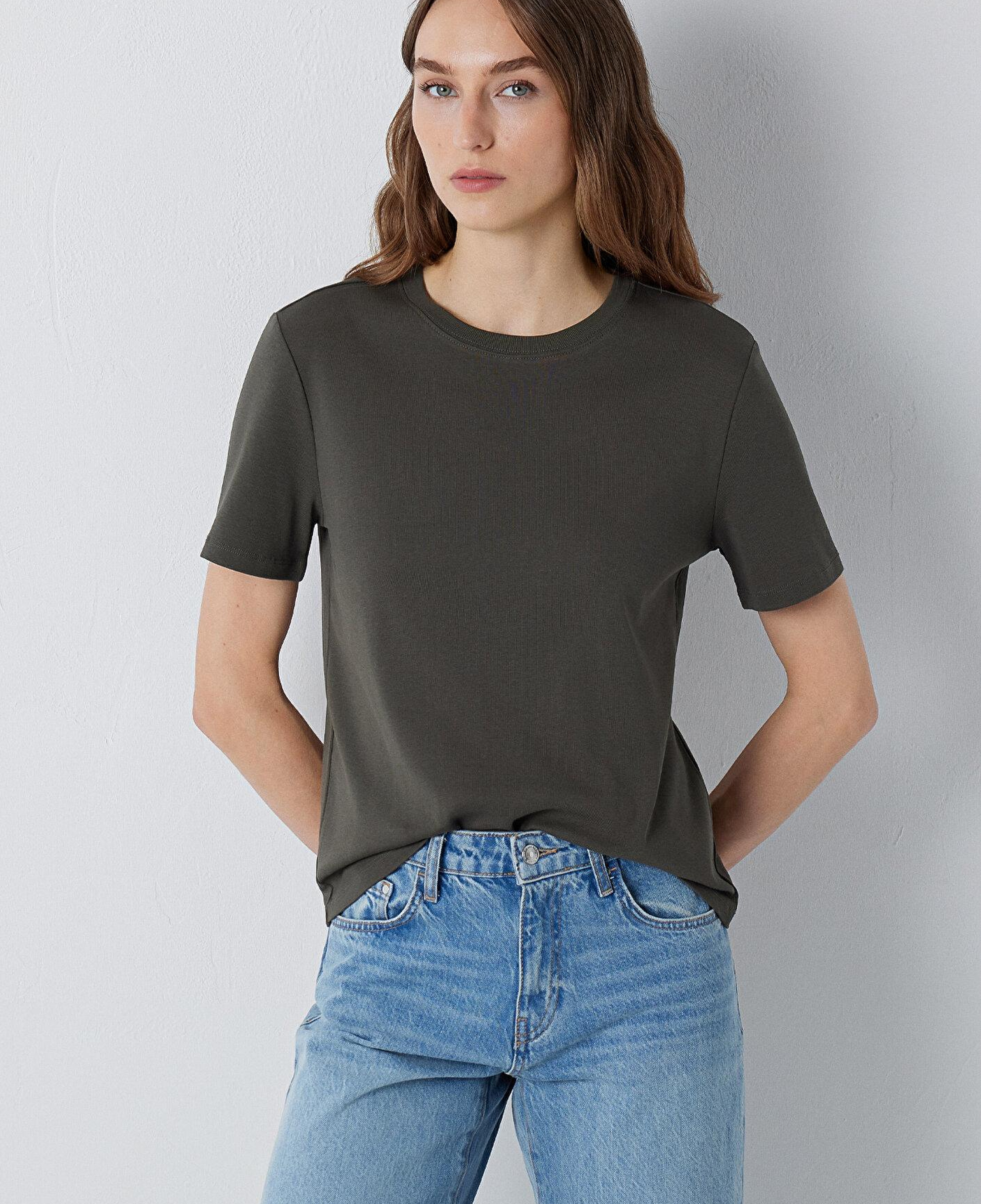 Mavi Haki Basic Tişört Semi Slim Fit / Yarı Dar Kesim 1612916-71553