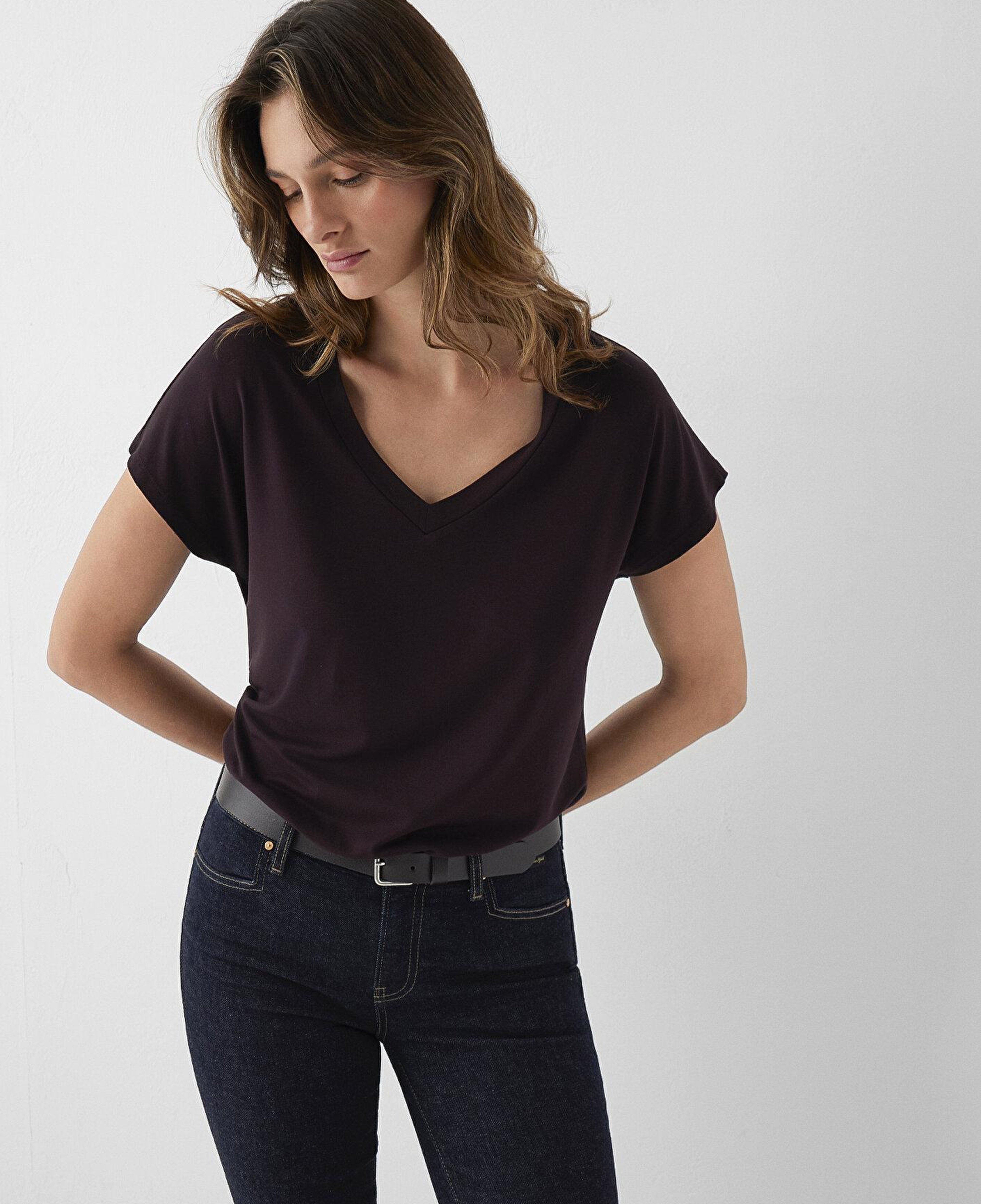 Mavi Kahverengi Basic Tişört Regular Fit / Normal Kesim 167714-90704